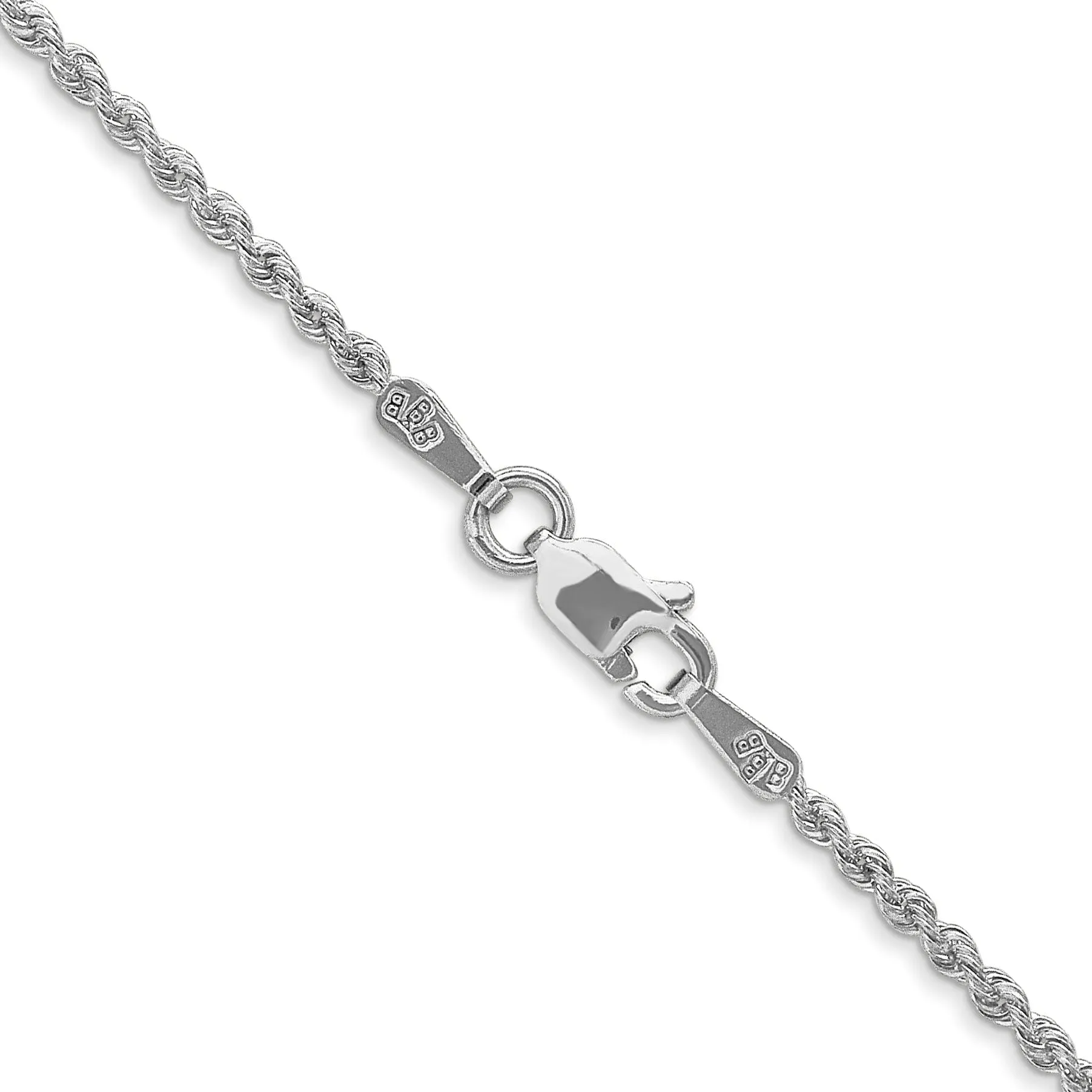 14k White Gold 1.75mm Handmade Rope Chain