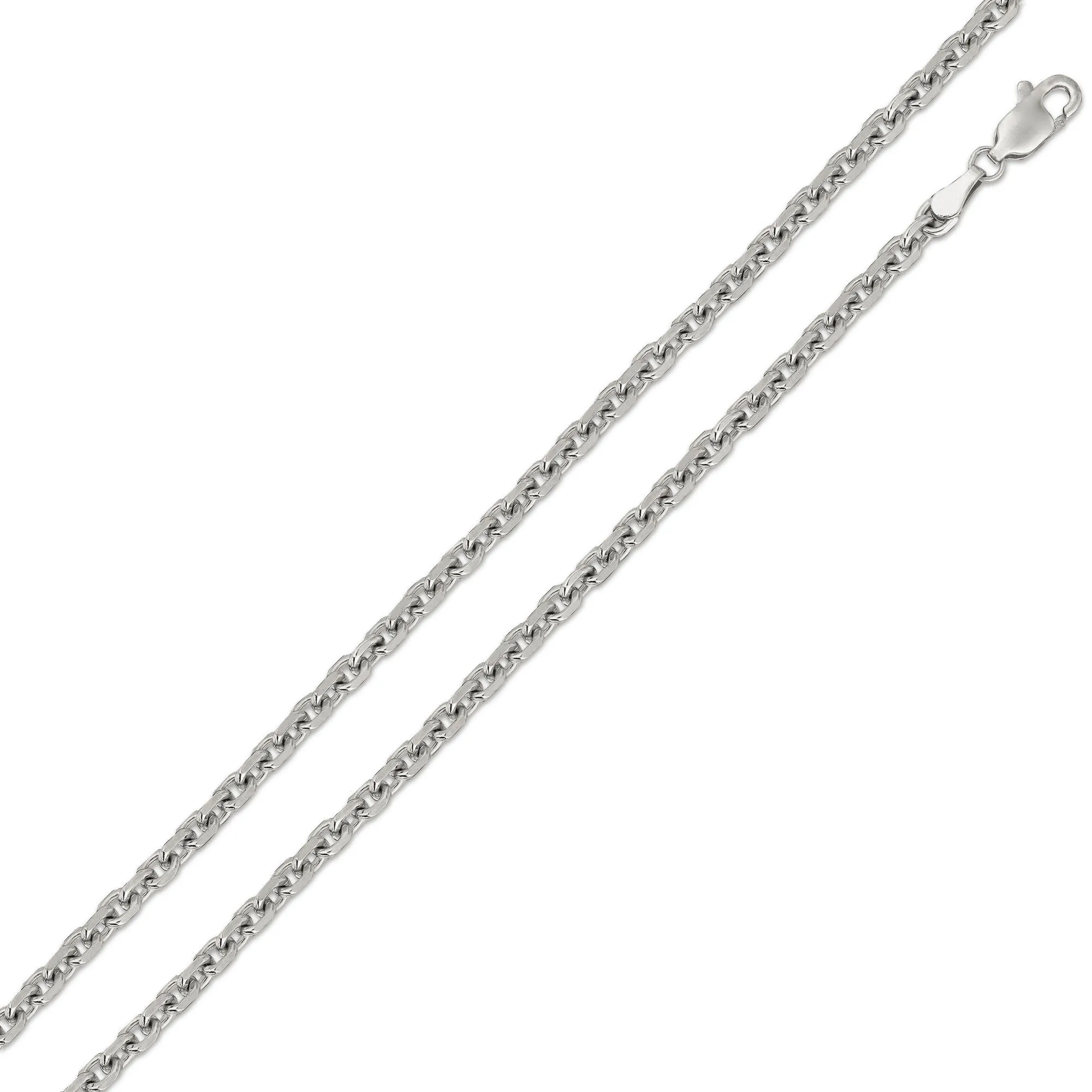 14K White Gold 1.7mm Cable Diamond Cut Chain