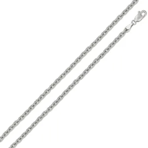 14K White Gold 1.7mm Cable Diamond Cut Chain