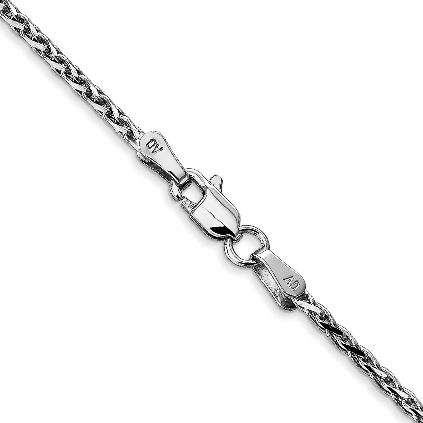 14k White Gold 1.9m Solid Round D.C Wheat Chain