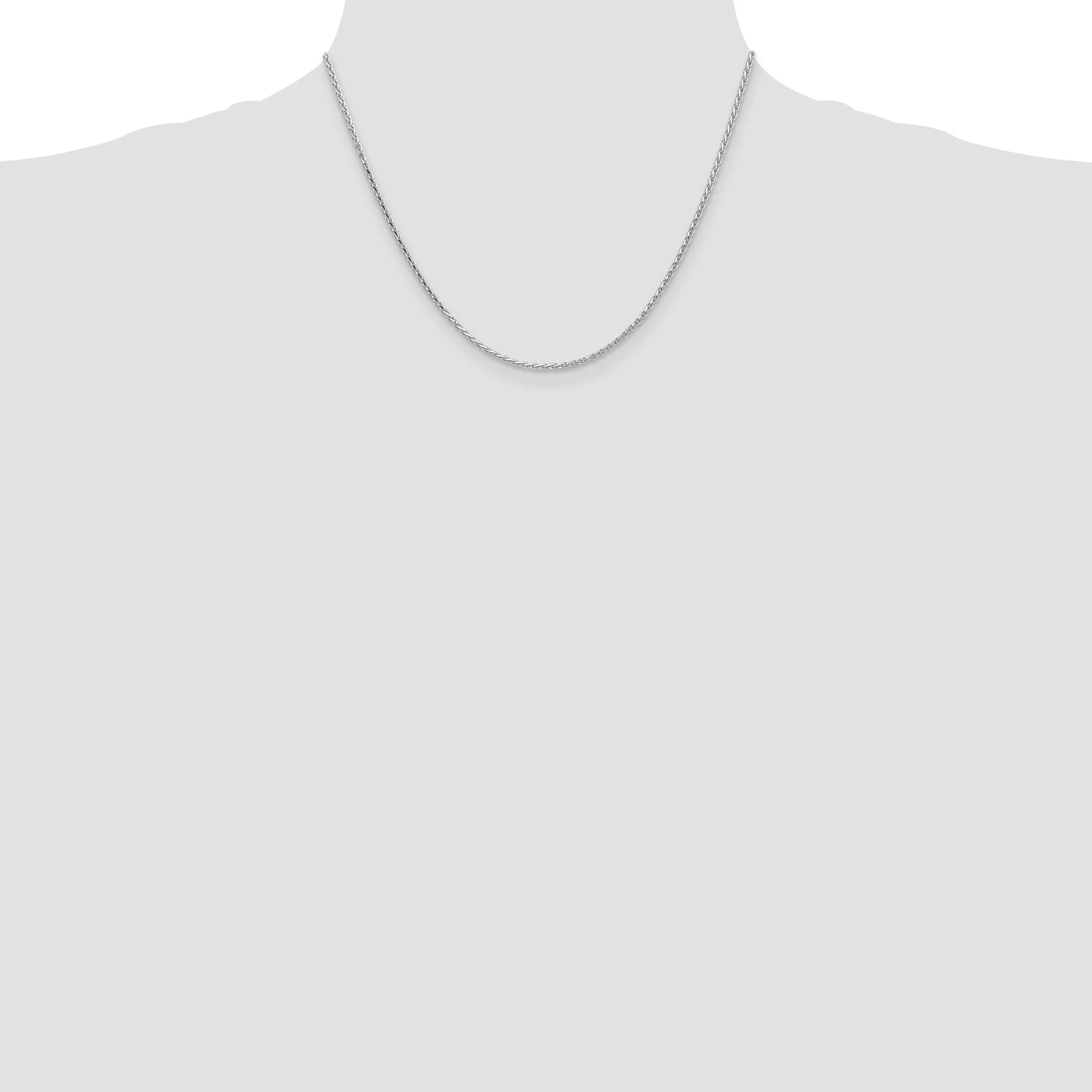 14k White Gold 1.9m Solid Round D.C Wheat Chain