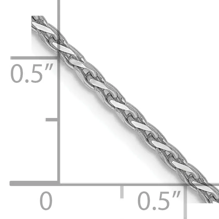 14k White Gold 1.9m Solid Round D.C Wheat Chain