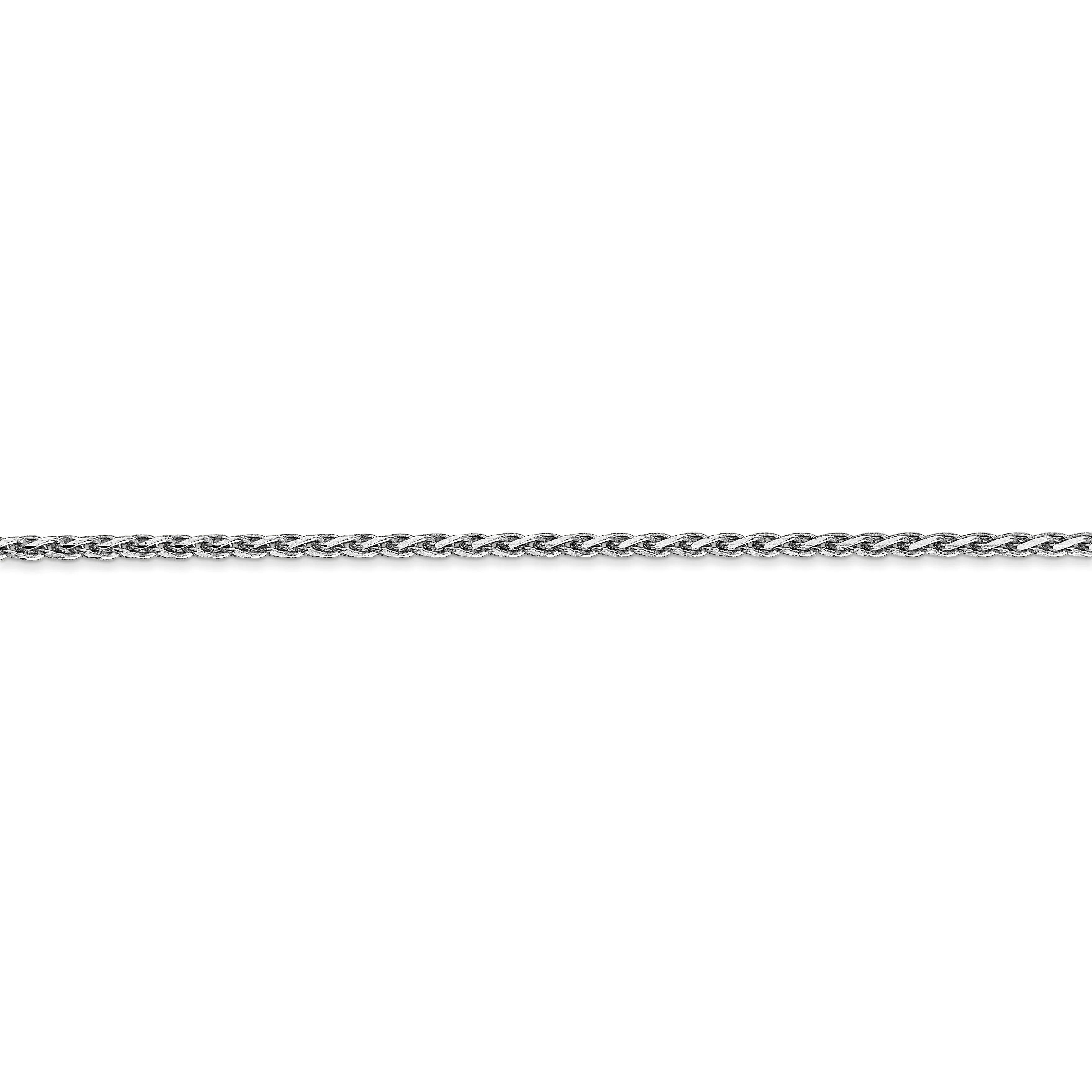 14k White Gold 1.9m Solid Round D.C Wheat Chain
