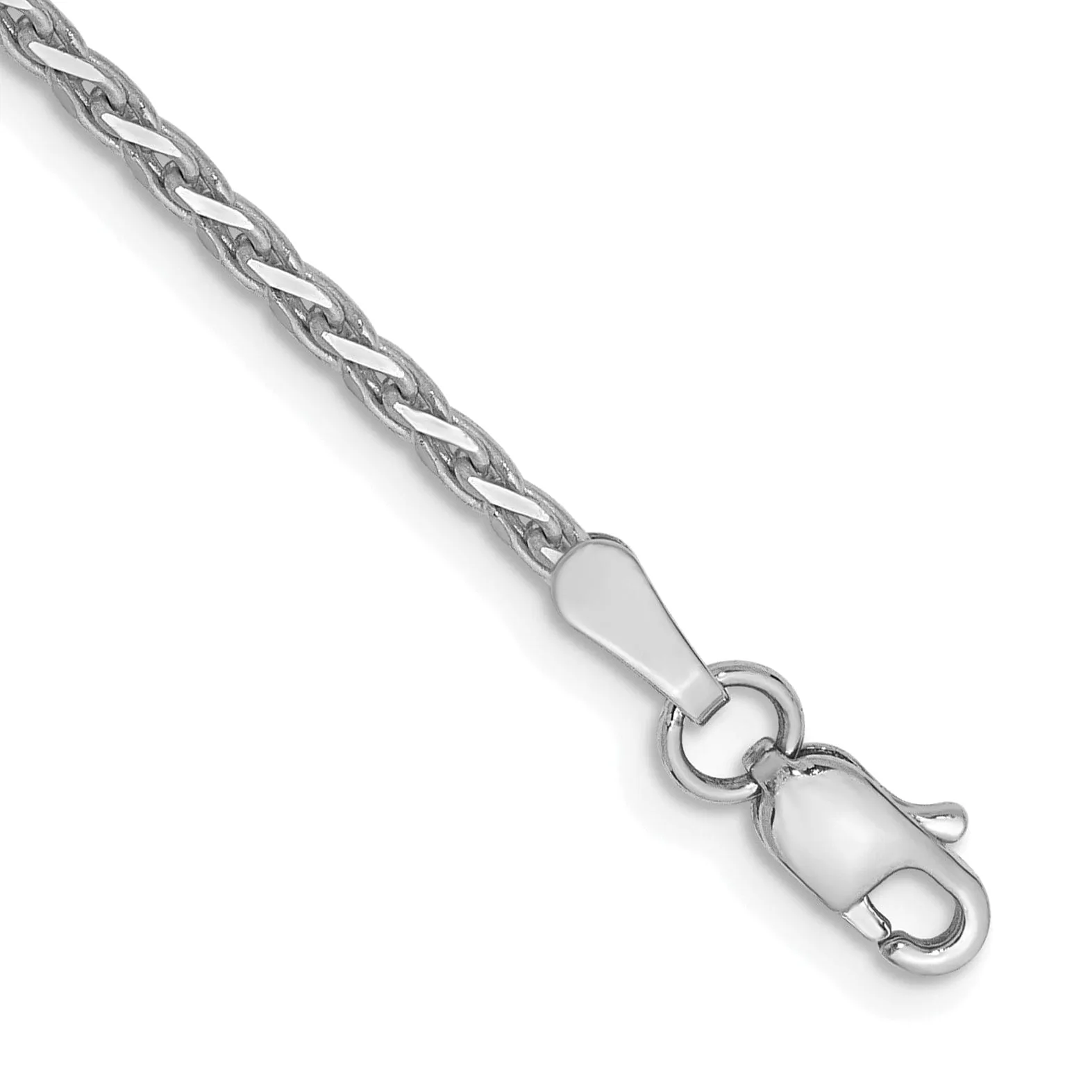 14k White Gold 1.9m Solid Round D.C Wheat Chain