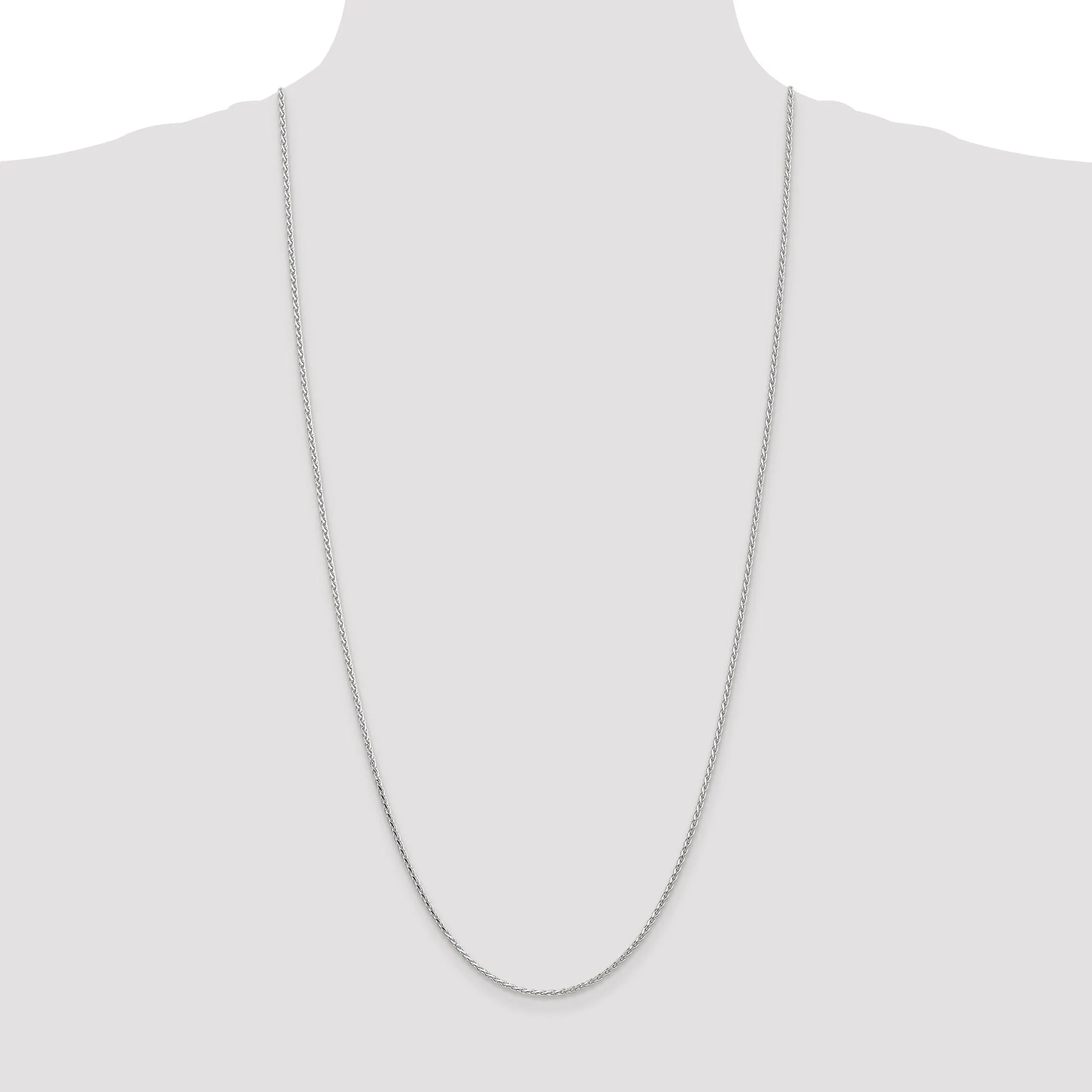 14k White Gold 1.9m Solid Round D.C Wheat Chain
