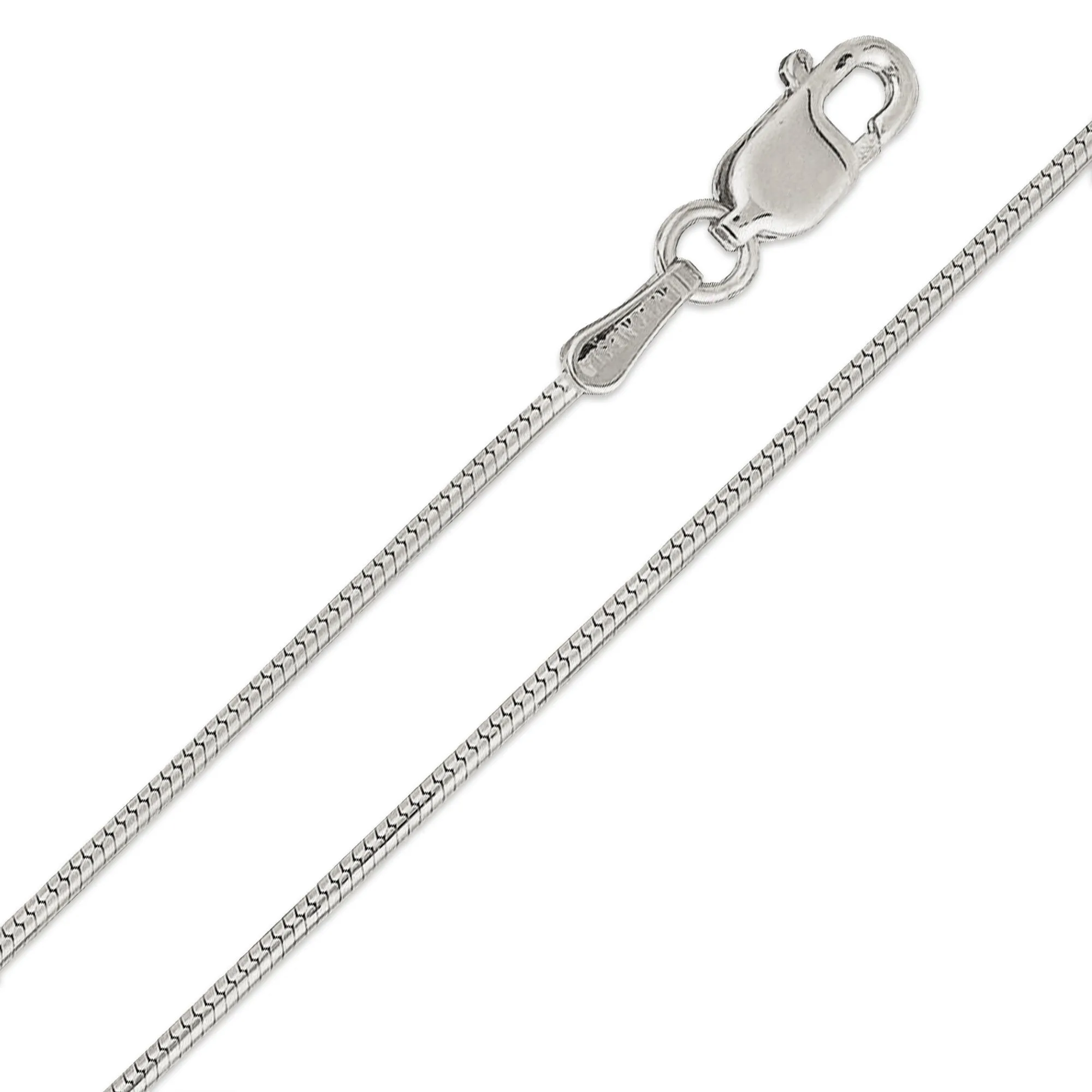 14K White Gold 1mm Round Snake Chain