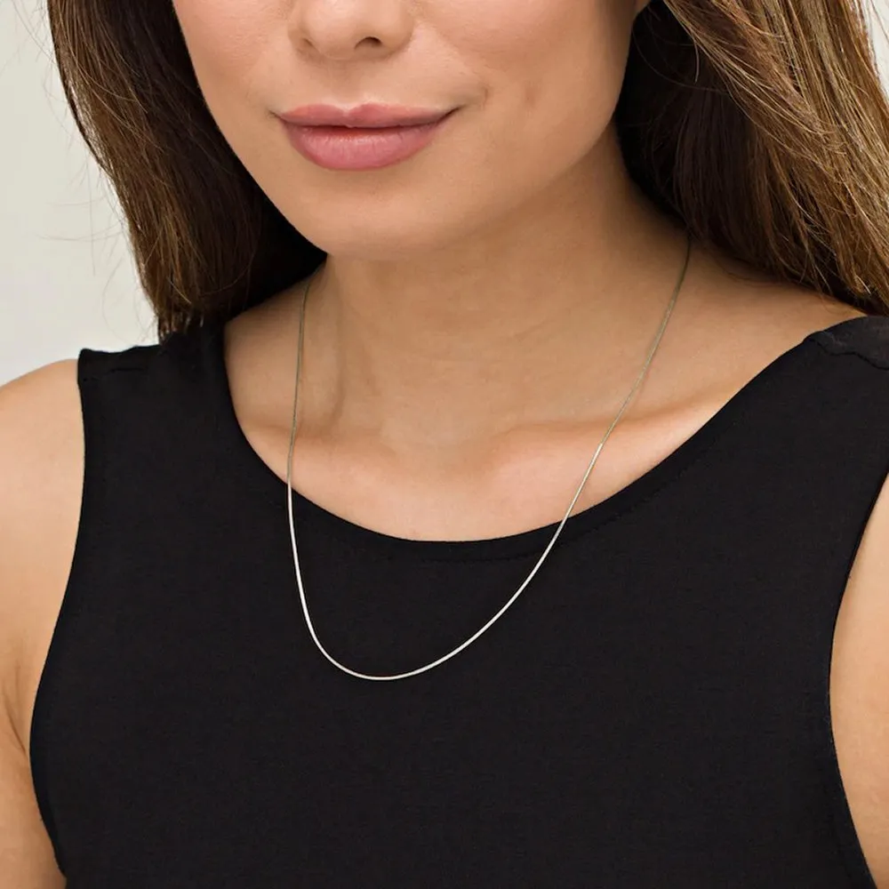 14K White Gold 1mm Round Snake Chain