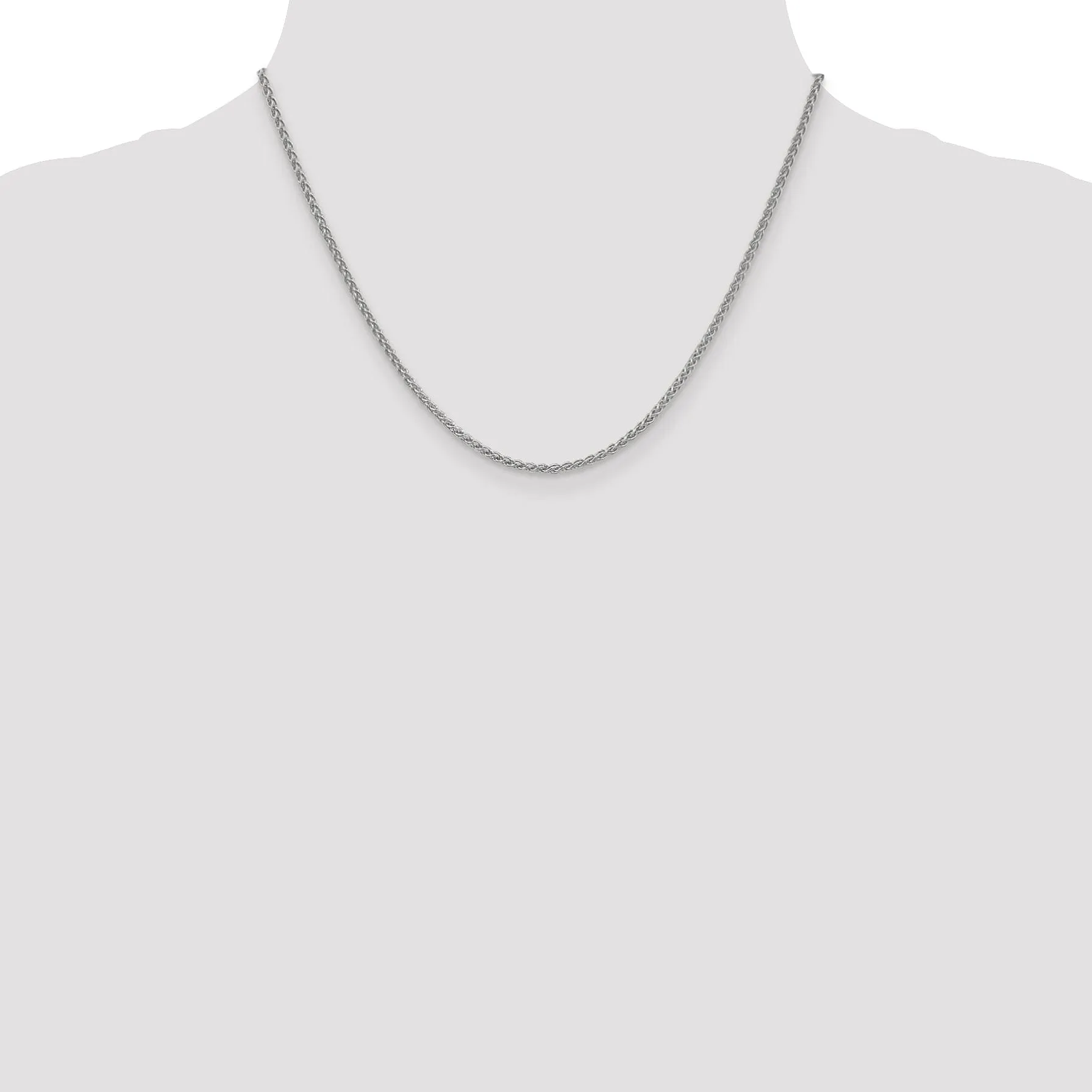 14K White Gold 2.1mm Spiga Wheat Chain