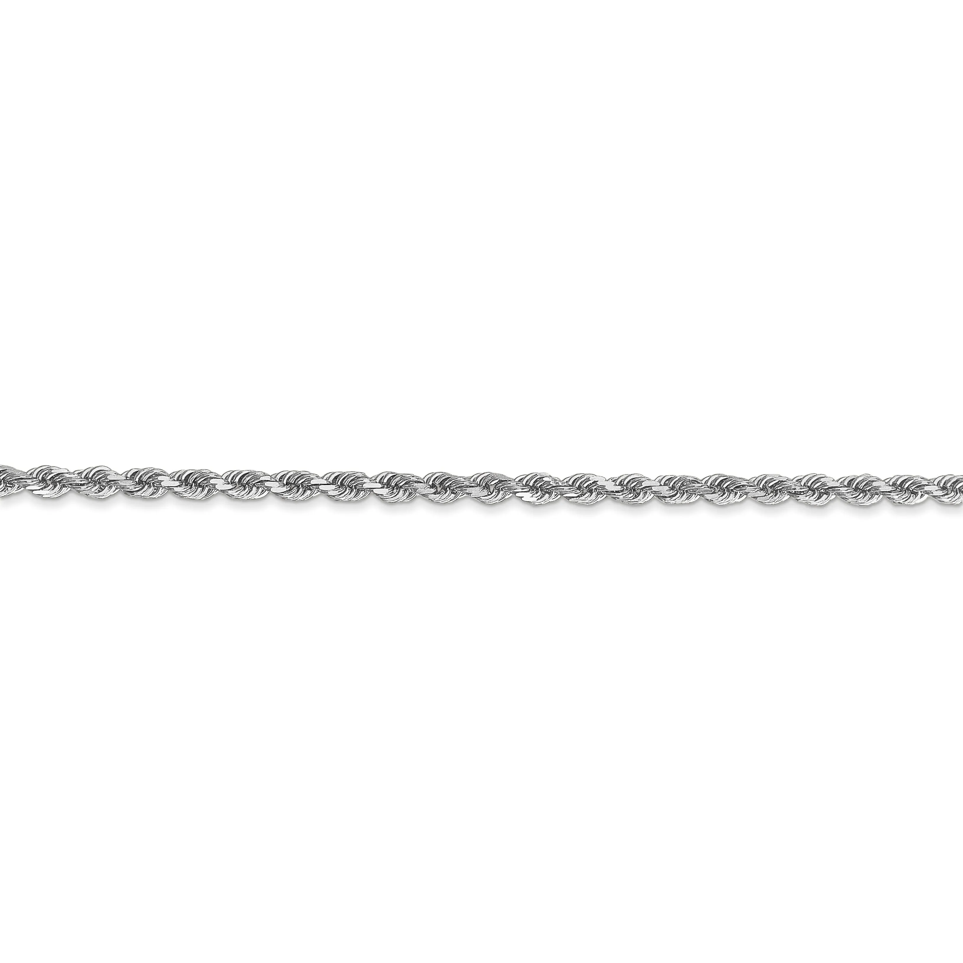 14k White Gold 2.50mm Diamond Cut Rope Chain