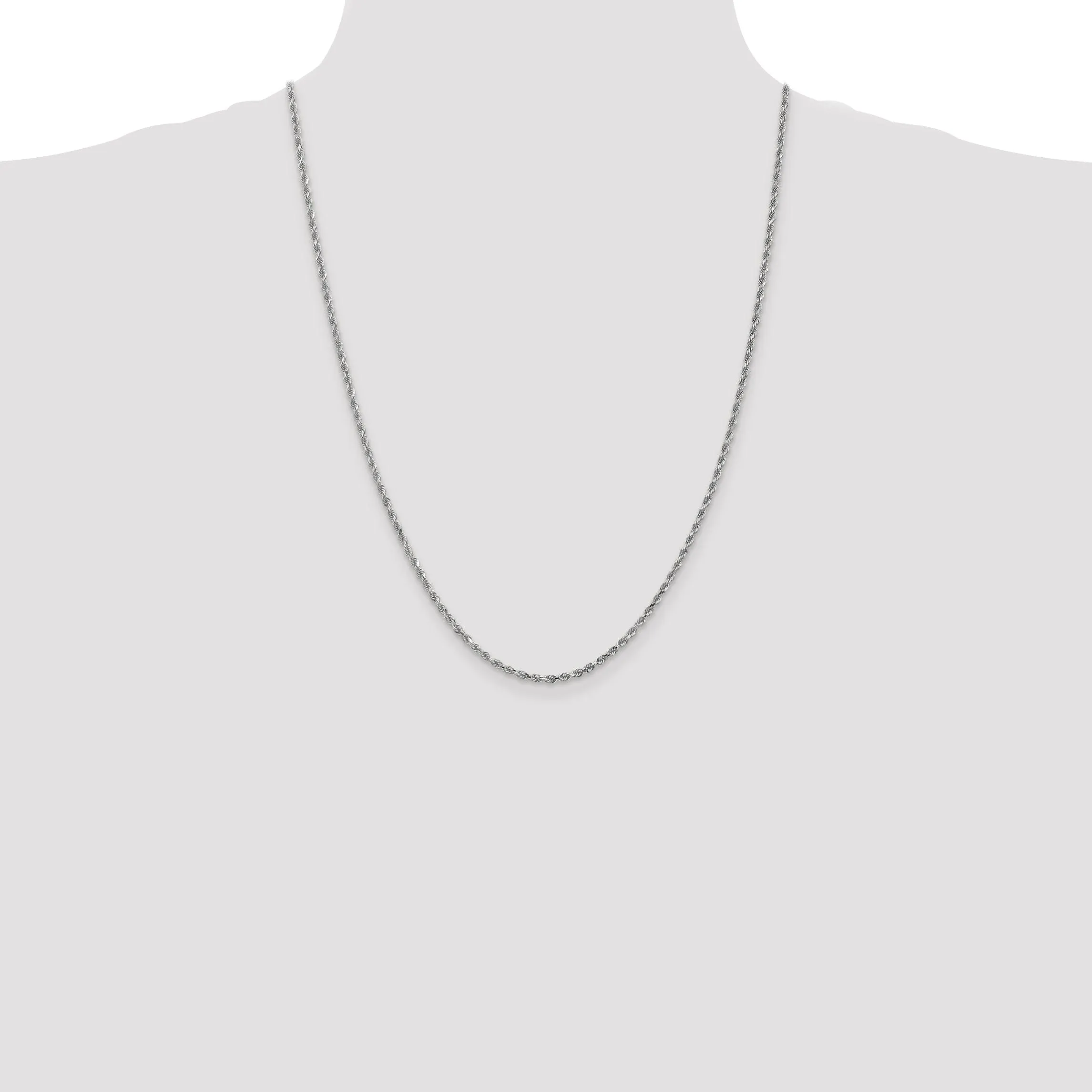 14k White Gold 2.50mm Diamond Cut Rope Chain