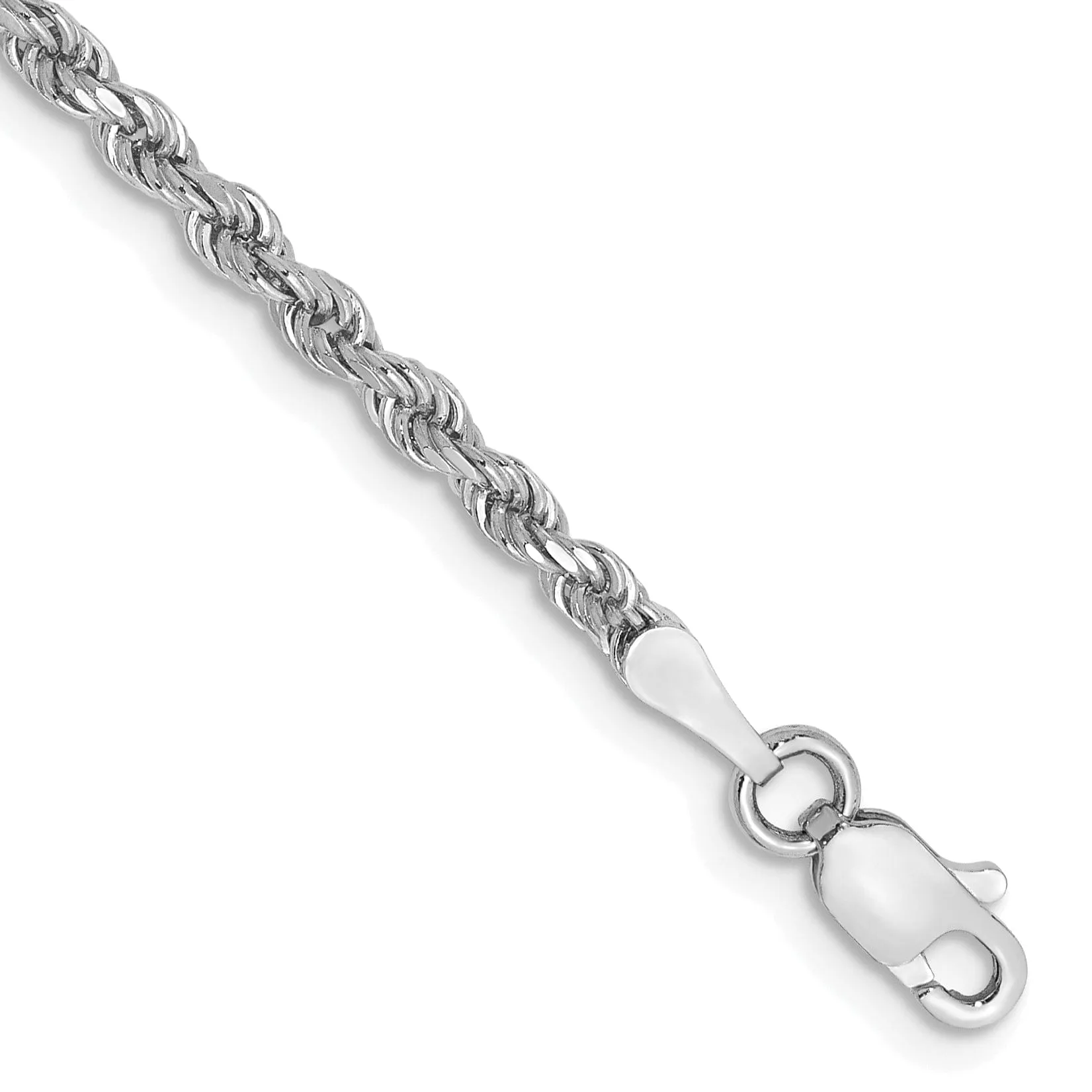 14k White Gold 2.50mm Diamond Cut Rope Chain