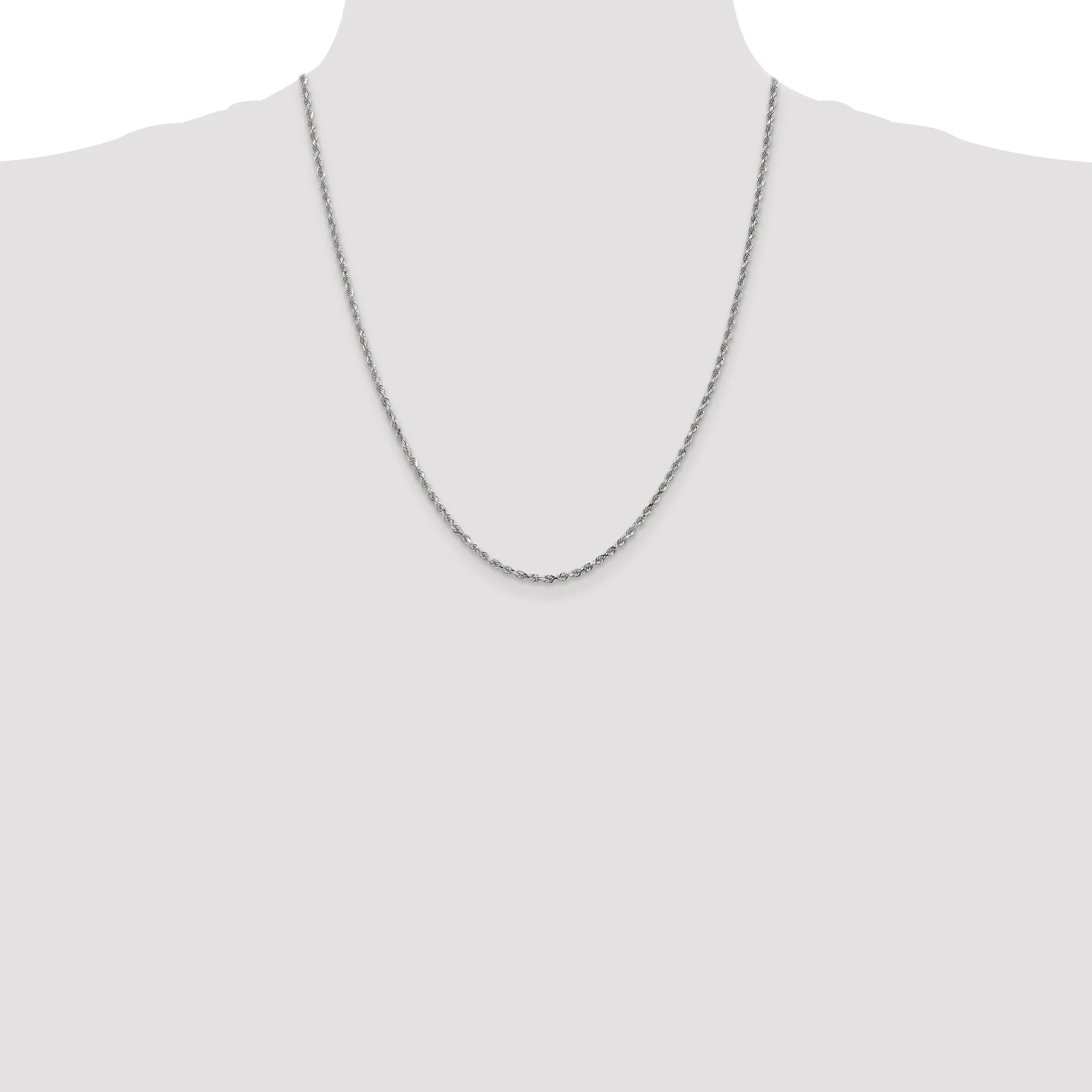 14k White Gold 2.50mm Diamond Cut Rope Chain