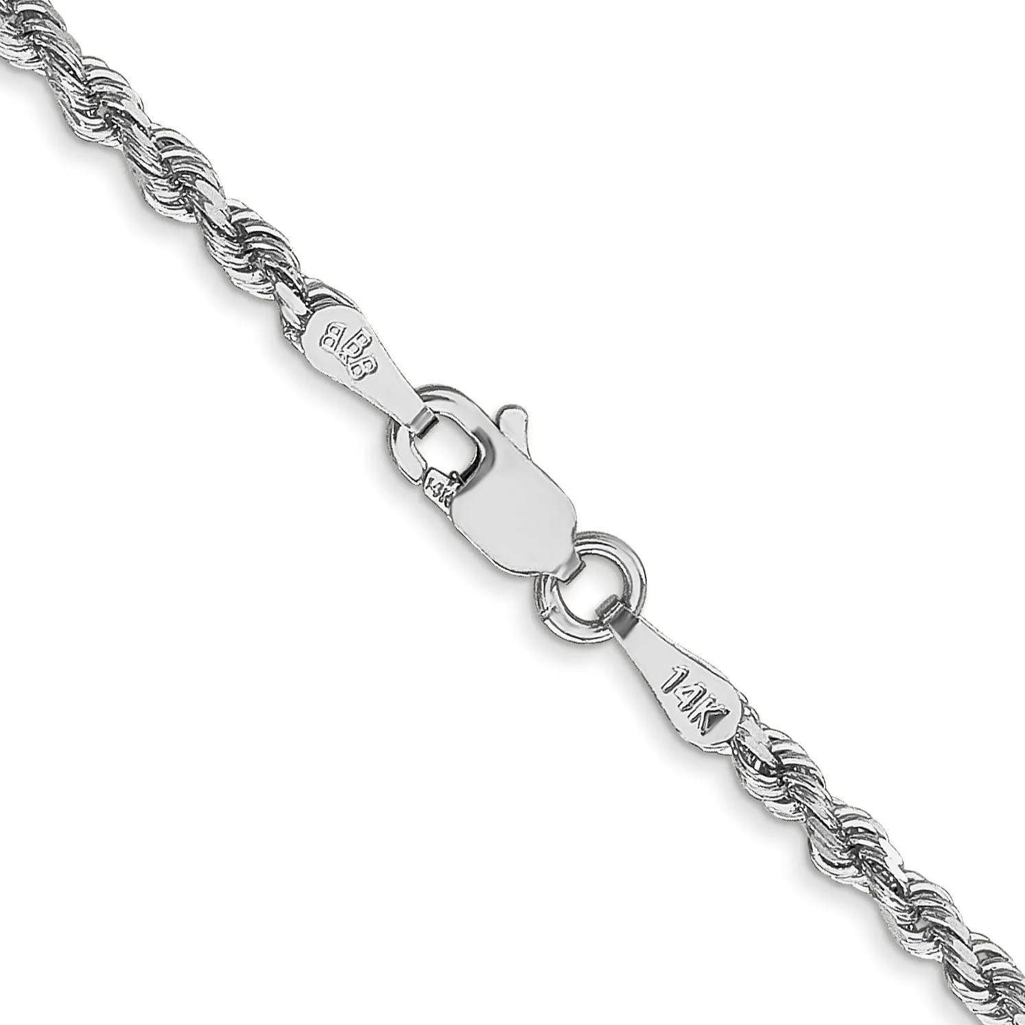 14k White Gold 2.50mm Diamond Cut Rope Chain