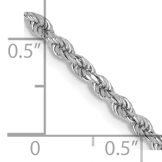 14k White Gold 2.50mm Diamond Cut Rope Chain