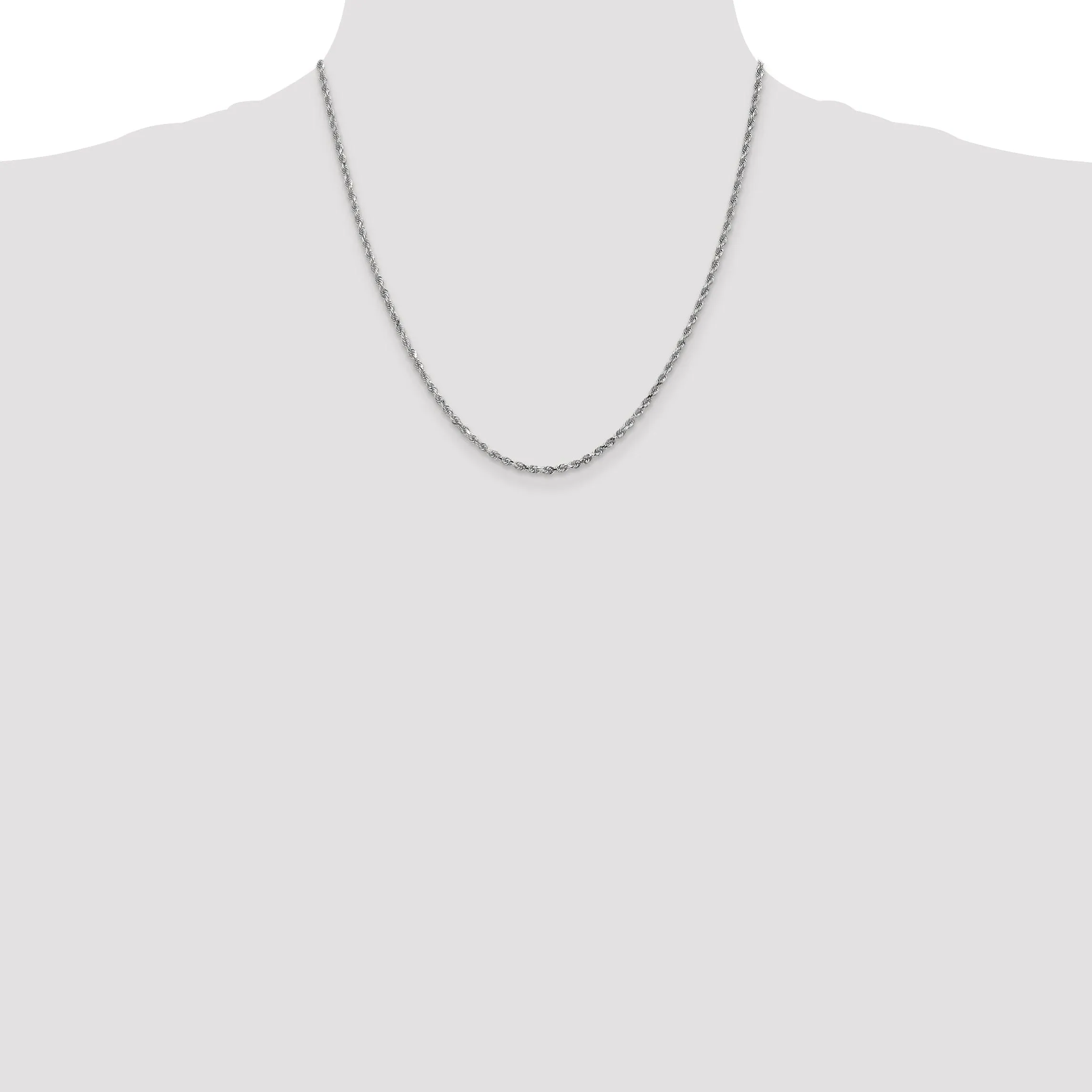 14k White Gold 2.50mm Diamond Cut Rope Chain
