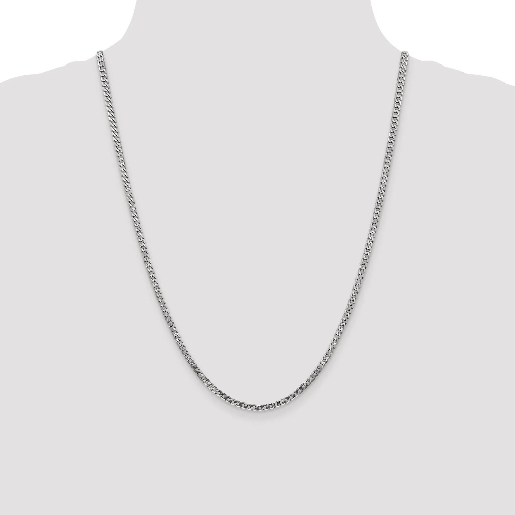 14k White Gold 2.9mm Flat Beveled Curb Chain