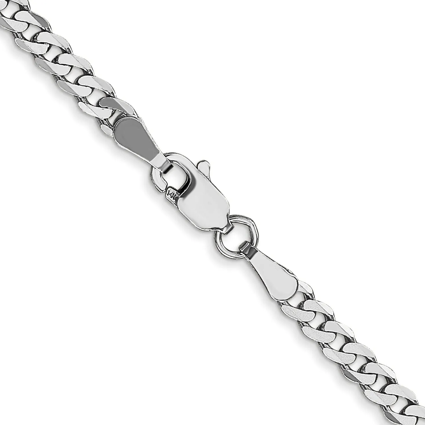 14k White Gold 2.9mm Flat Beveled Curb Chain