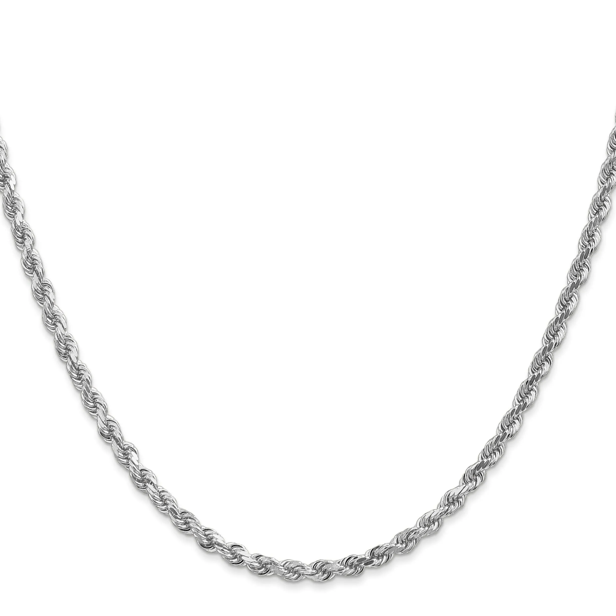 14K White Gold 3.00mm D.C Rope Chain