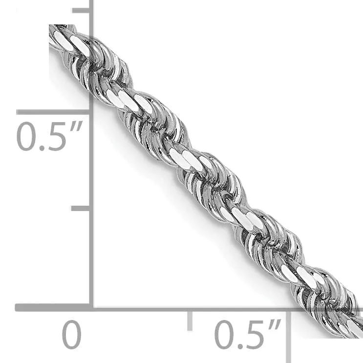 14K White Gold 3.00mm D.C Rope Chain