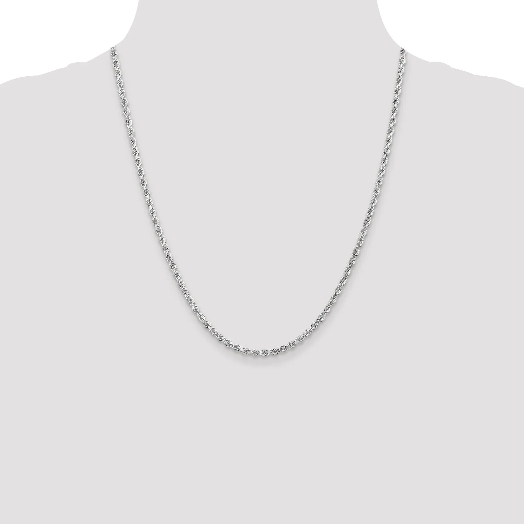 14K White Gold 3.00mm D.C Rope Chain