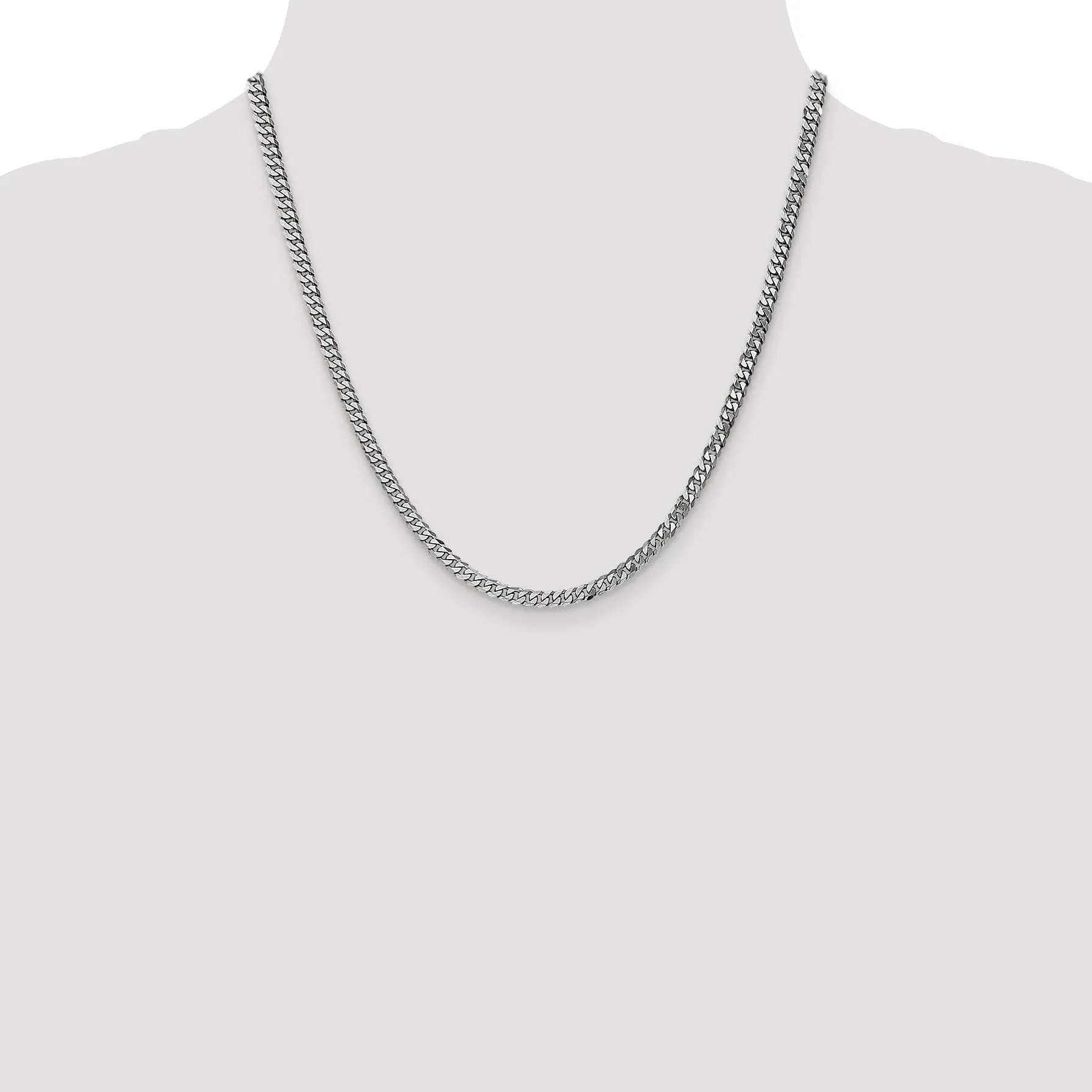14k White Gold 3.9mm Flat Beveled Curb Chain