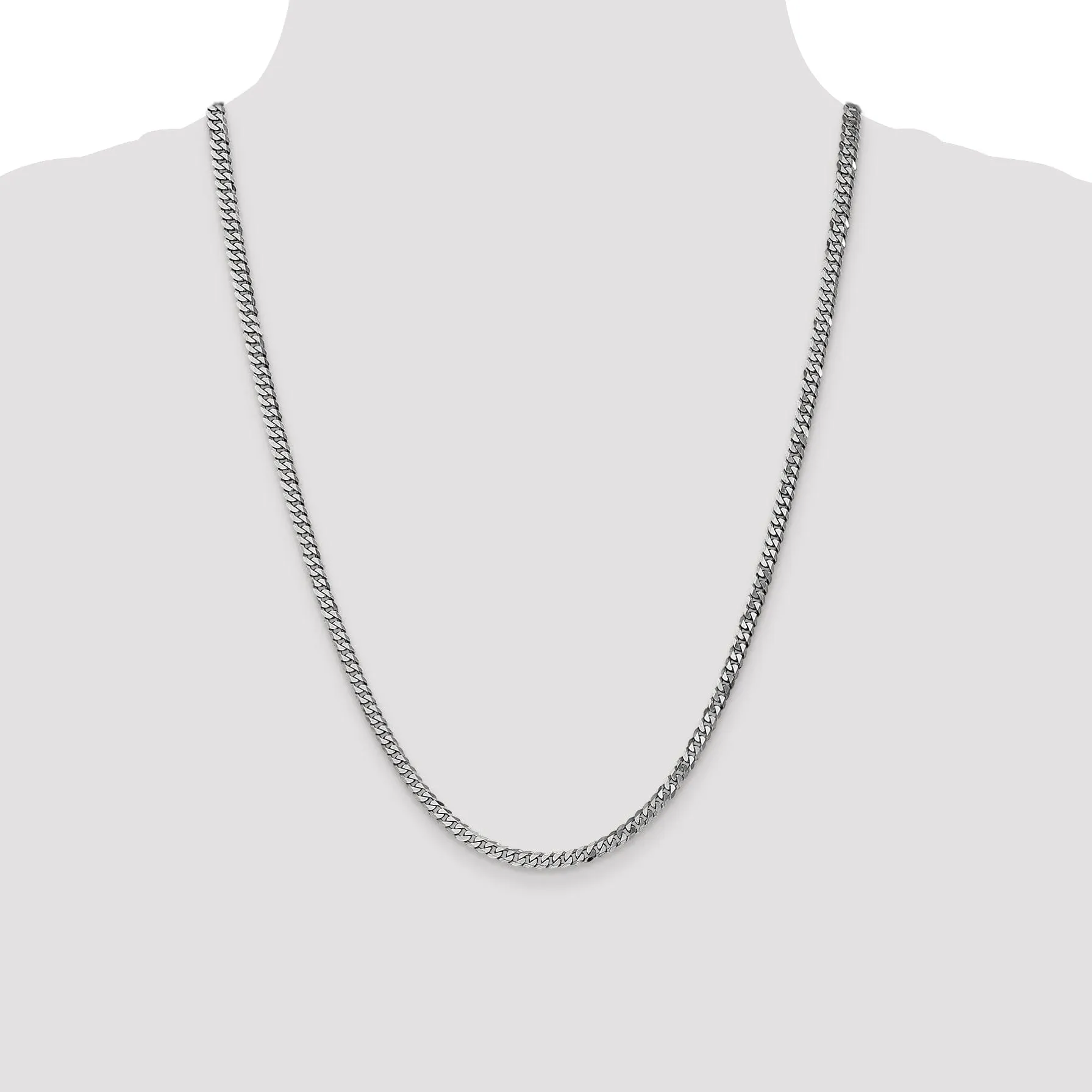 14k White Gold 3.9mm Flat Beveled Curb Chain