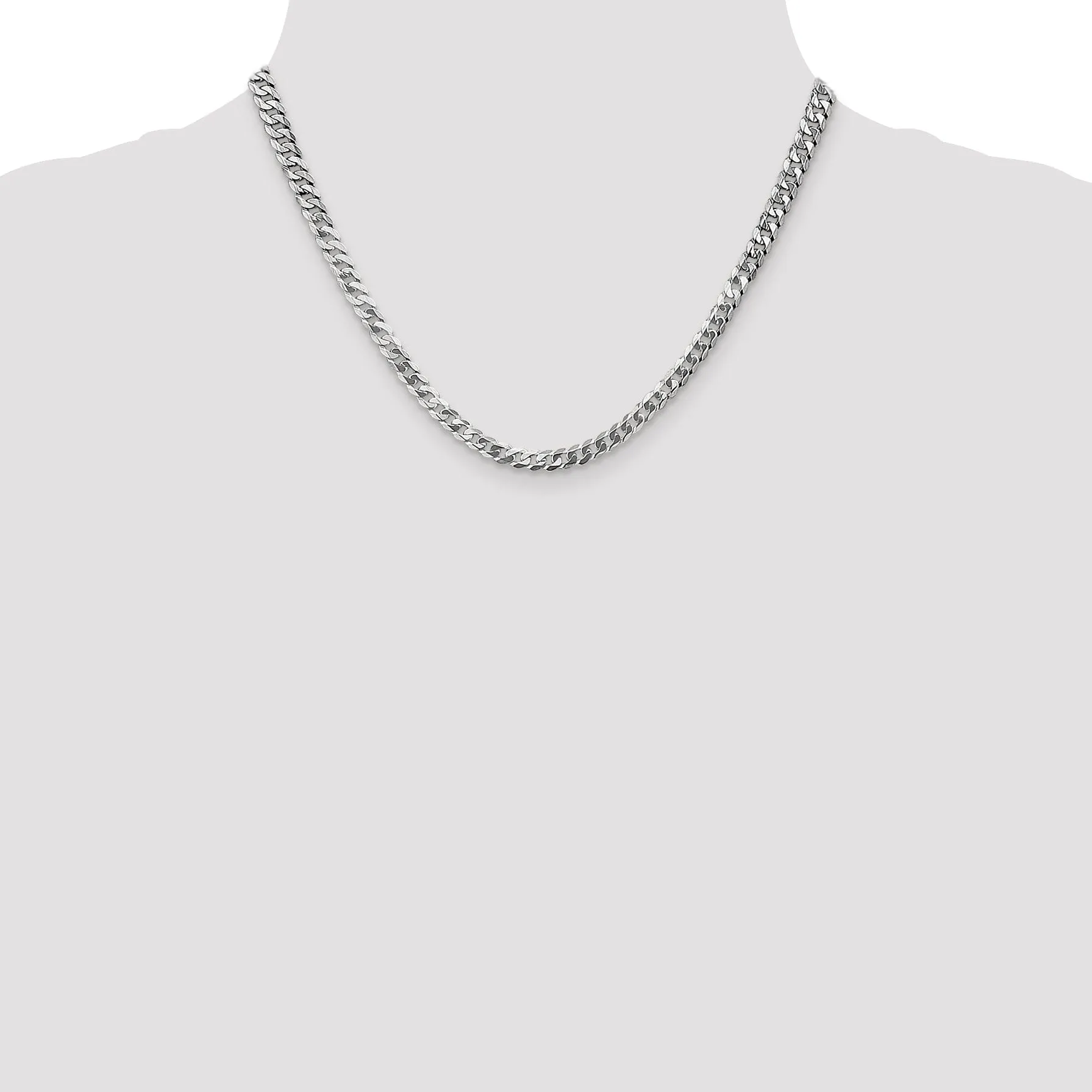 14k White Gold 4.5mm Flat Beveled Curb Chain