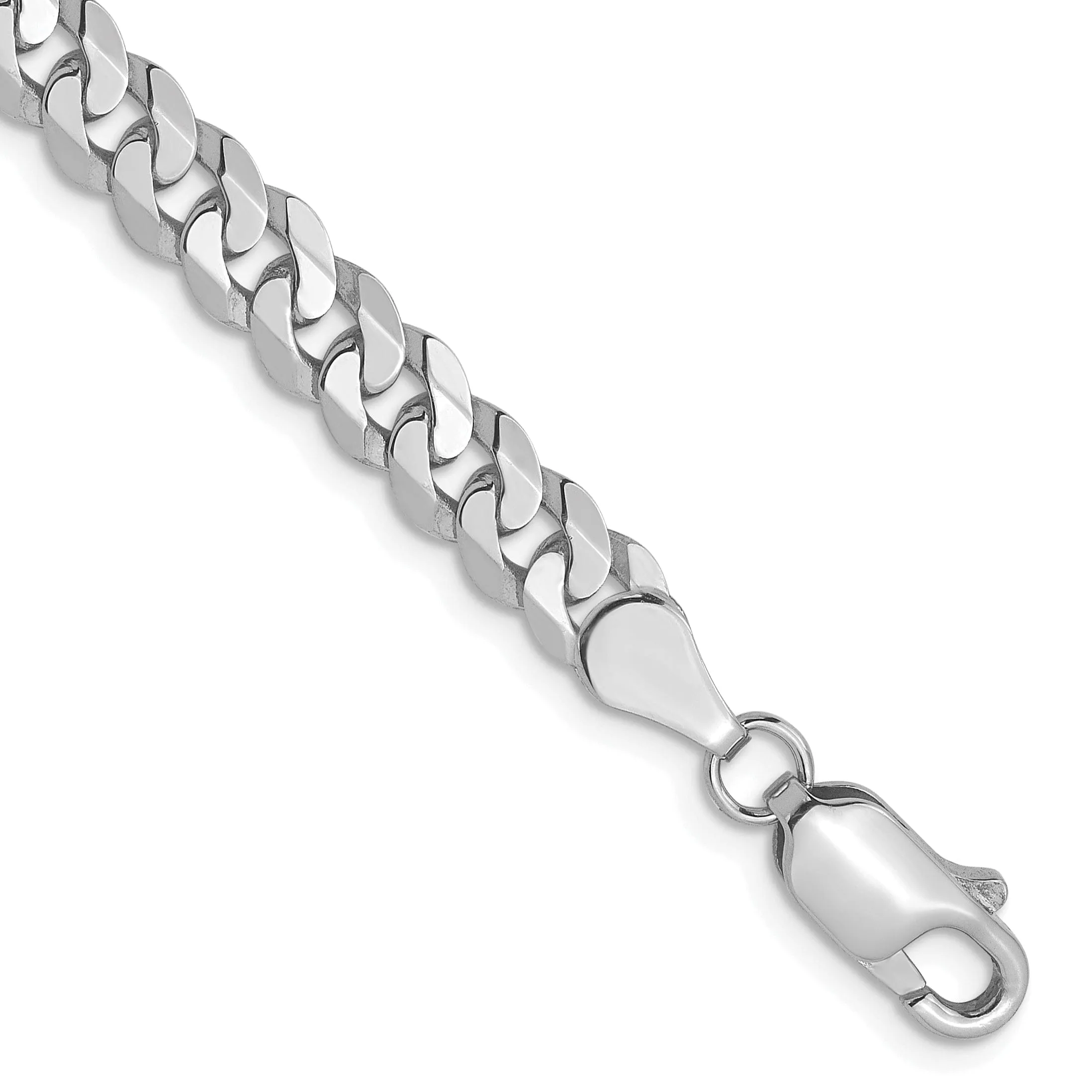 14k White Gold 4.5mm Flat Curb Chain
