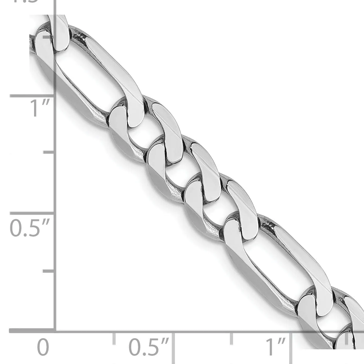14k White Gold 6.0mm Flat Figaro Chain