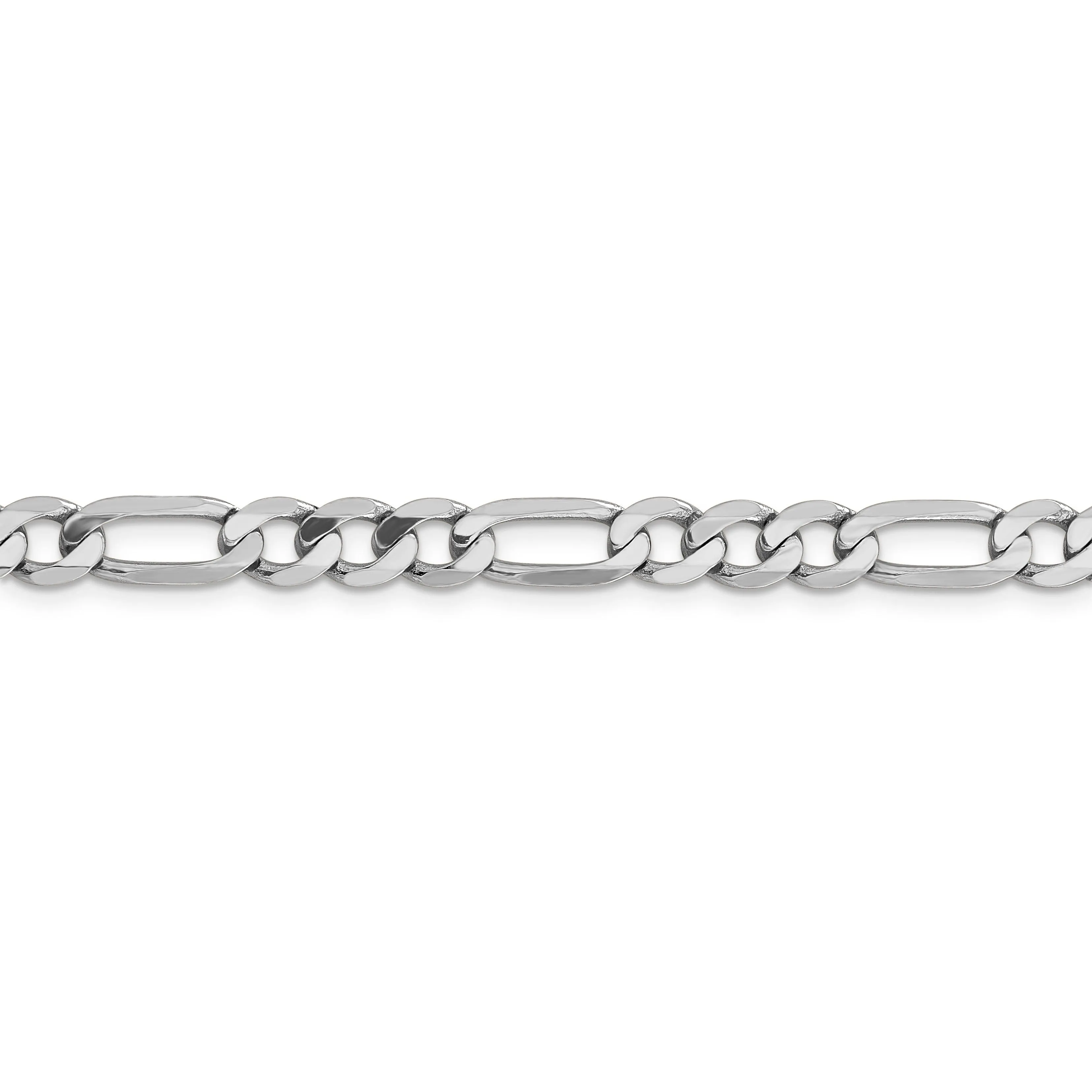 14k White Gold 6.0mm Flat Figaro Chain