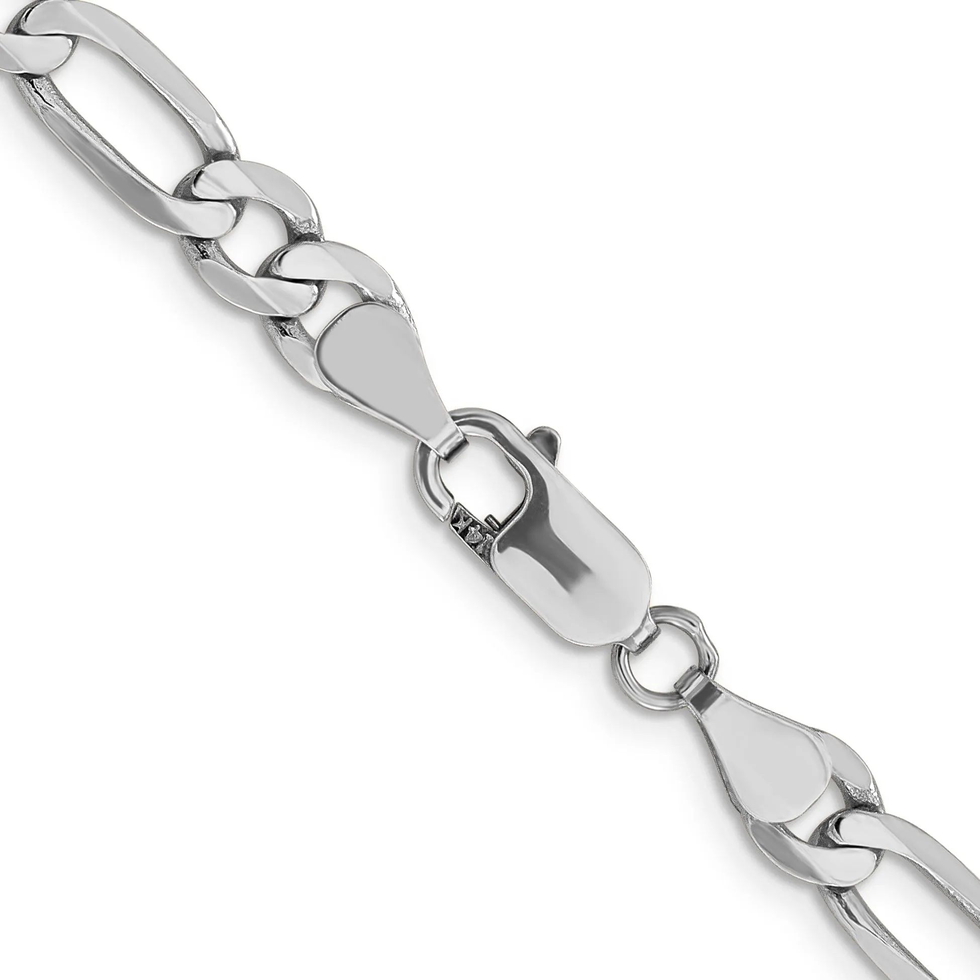 14k White Gold 6.0mm Flat Figaro Chain