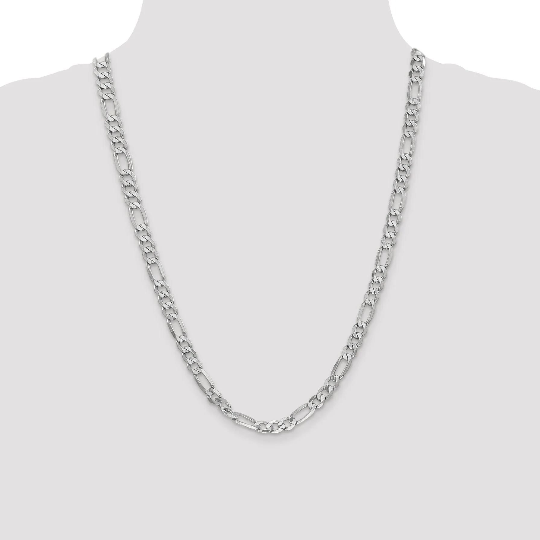 14k White Gold 6.0mm Flat Figaro Chain