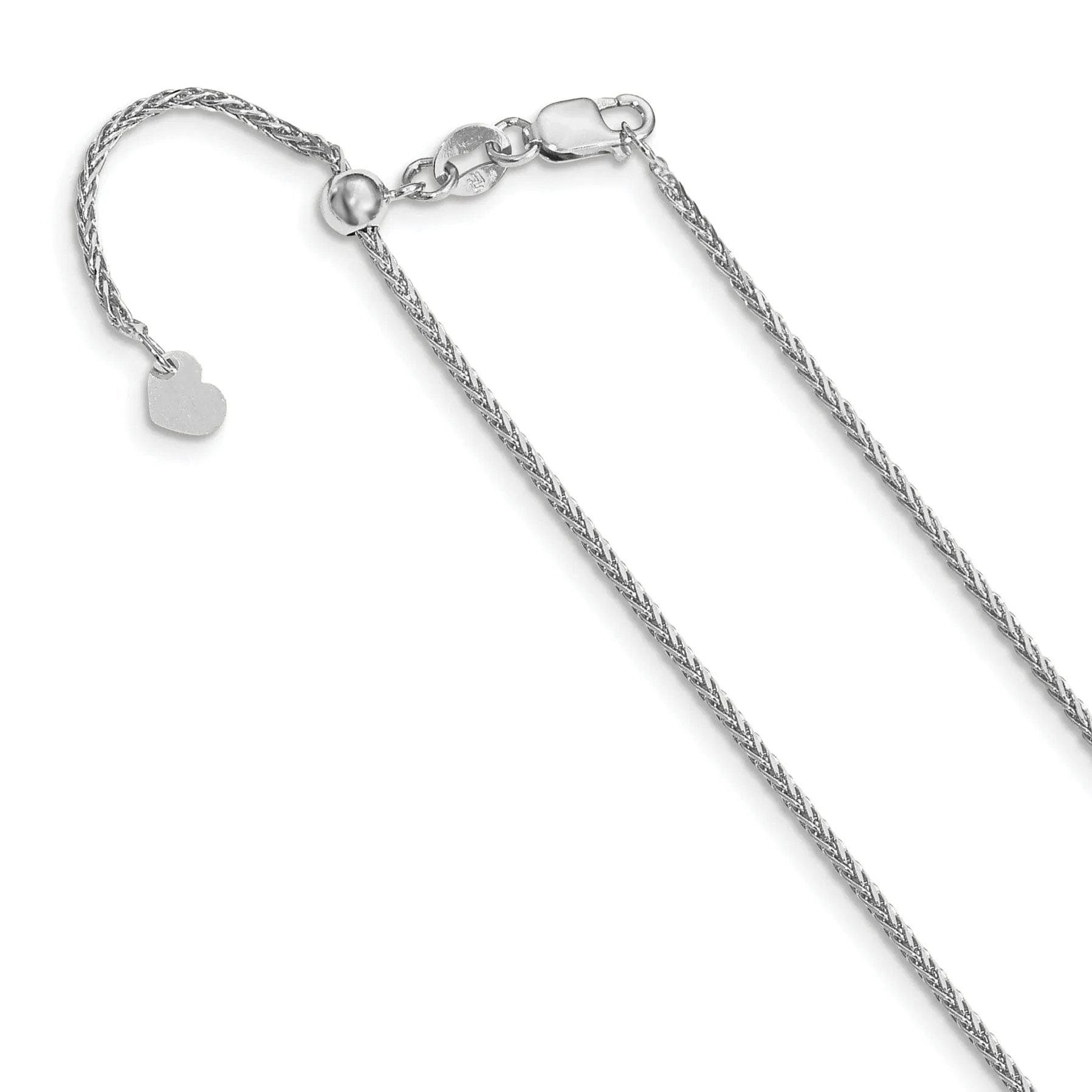 14k White Gold Adjustable 1.3mm D.C Wheat Chain