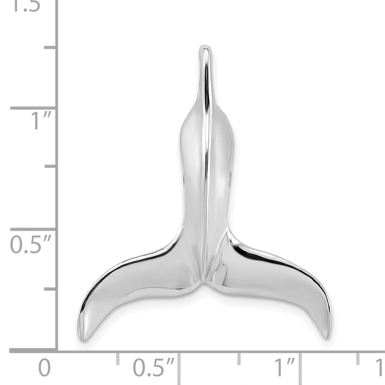 14K White Gold Polished Finish 3-Dimensional Whale Tail Chain Slide Will not fit Omega Chain