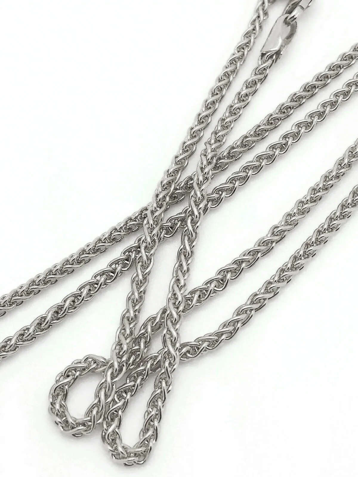 14K White Gold Solid Wheat 2mm Chain