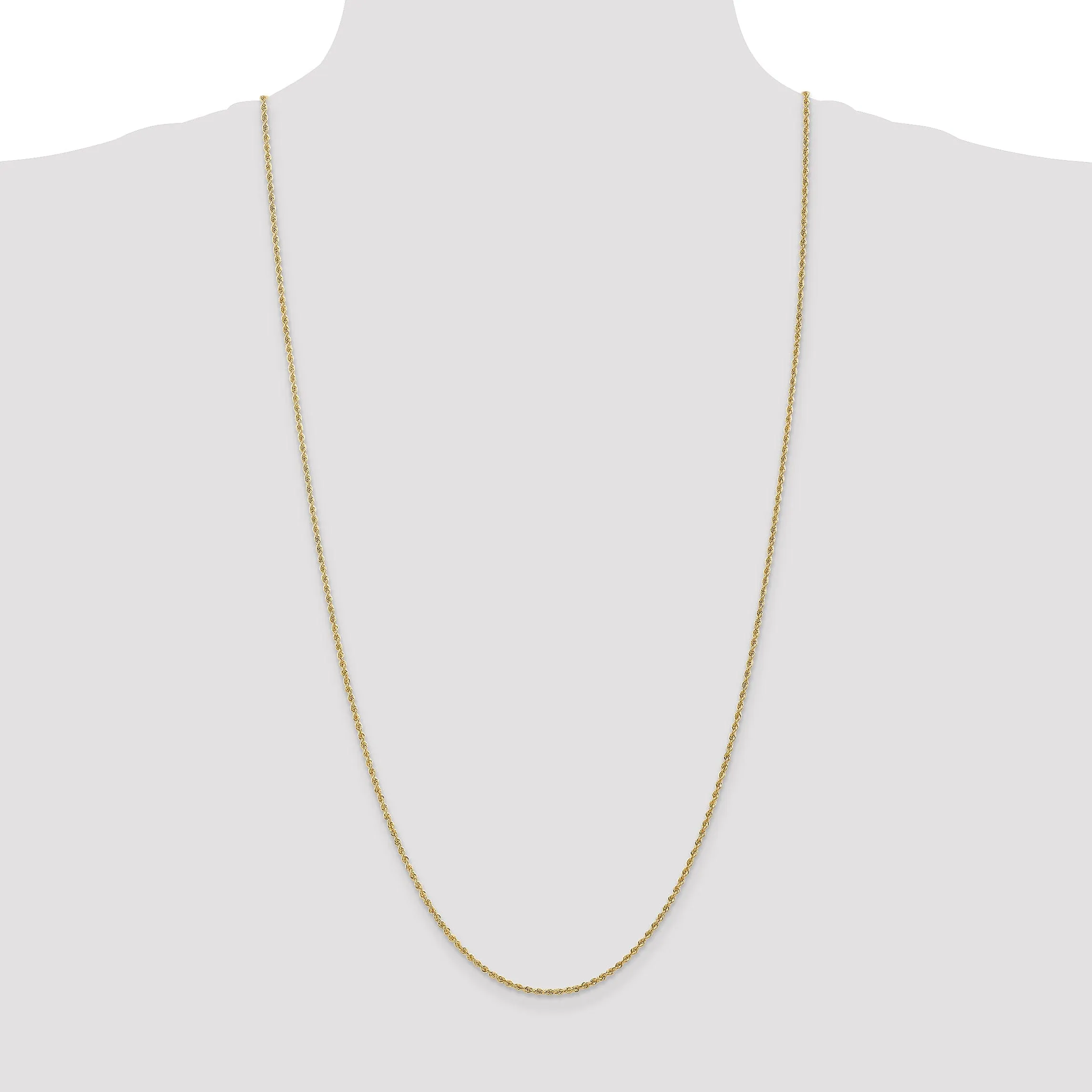 14k Yellow Gold 1.8mm Solid Regular Rope Chain