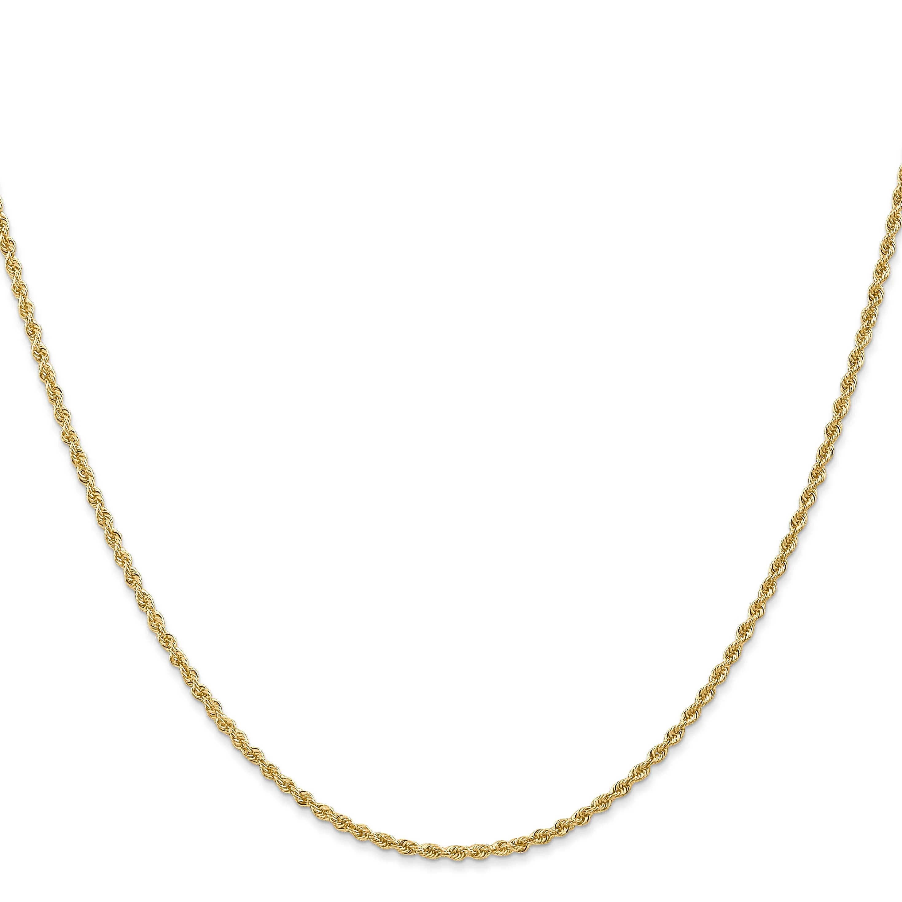 14k Yellow Gold 1.8mm Solid Regular Rope Chain