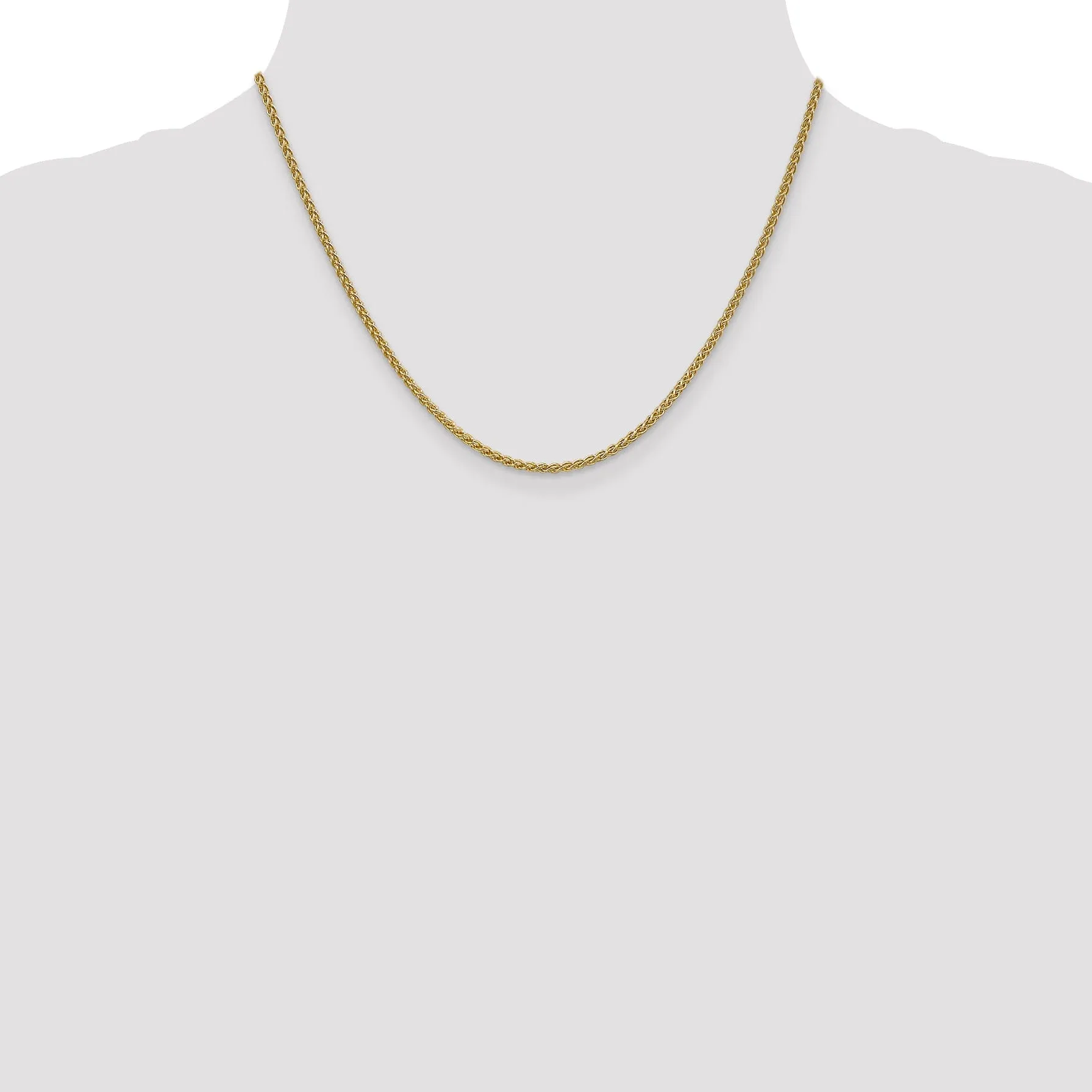 14k Yellow Gold 2.1mm Spiga Wheat Chain