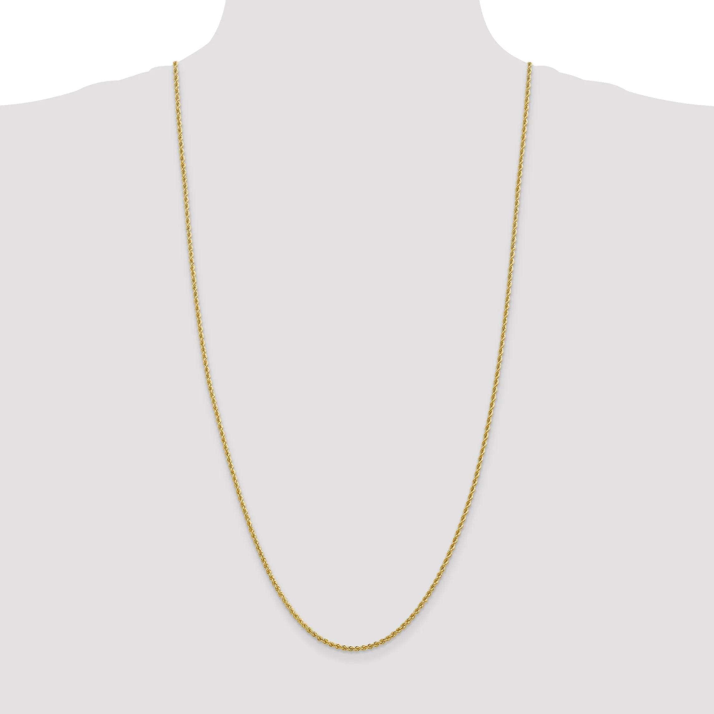 14k Yellow Gold 2.25mm Regular Rope Chain