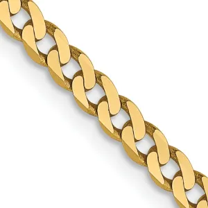 14k Yellow Gold 2.3mm Flat Beveled Curb Chain