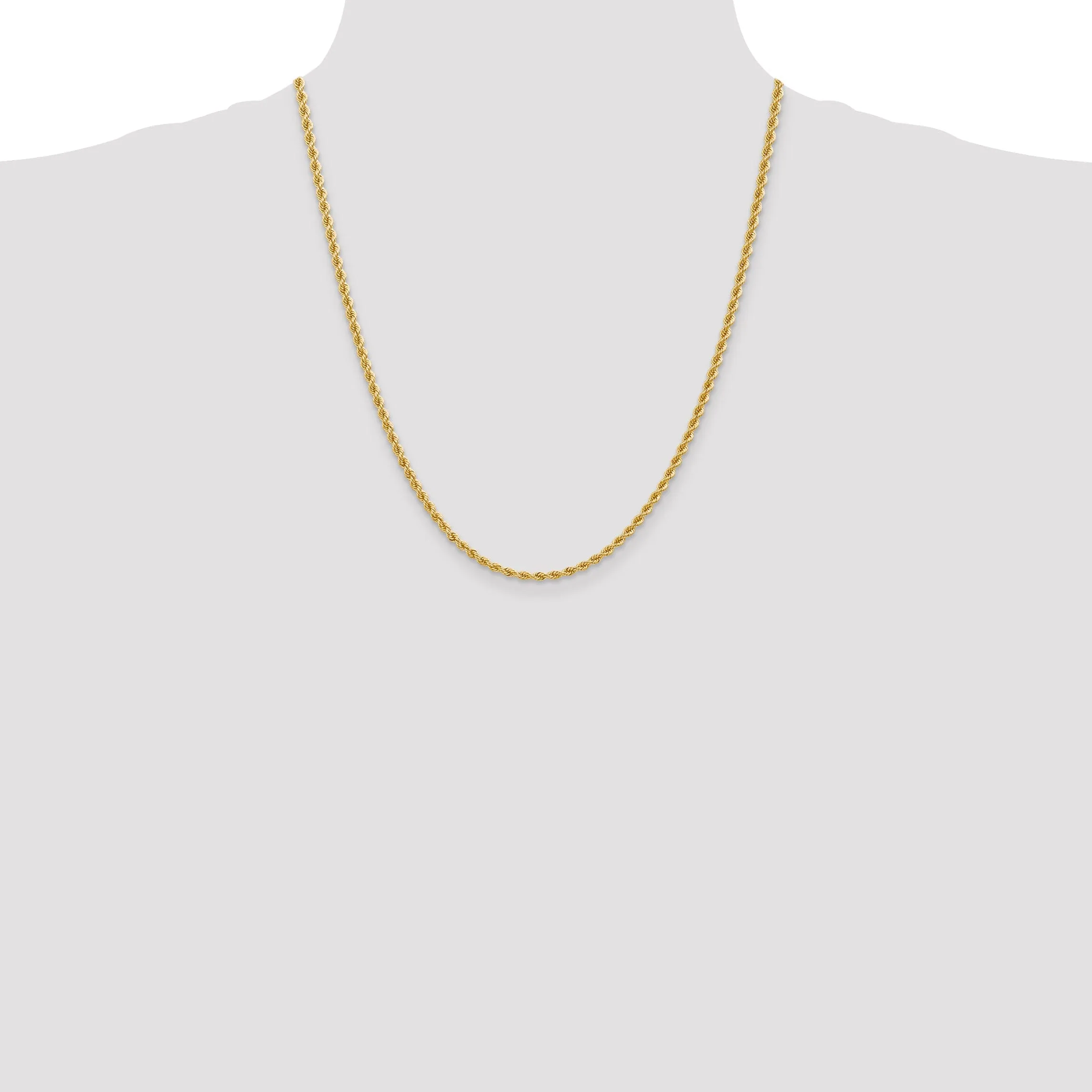 14k Yellow Gold 2.75mm Handmade Rope Chain