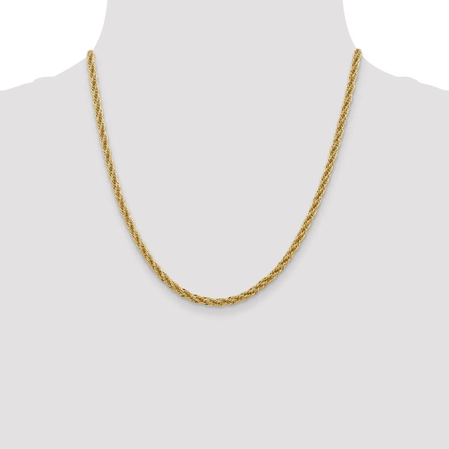 14k Yellow Gold 3.30mm D.C Semi Solid Rope Chain