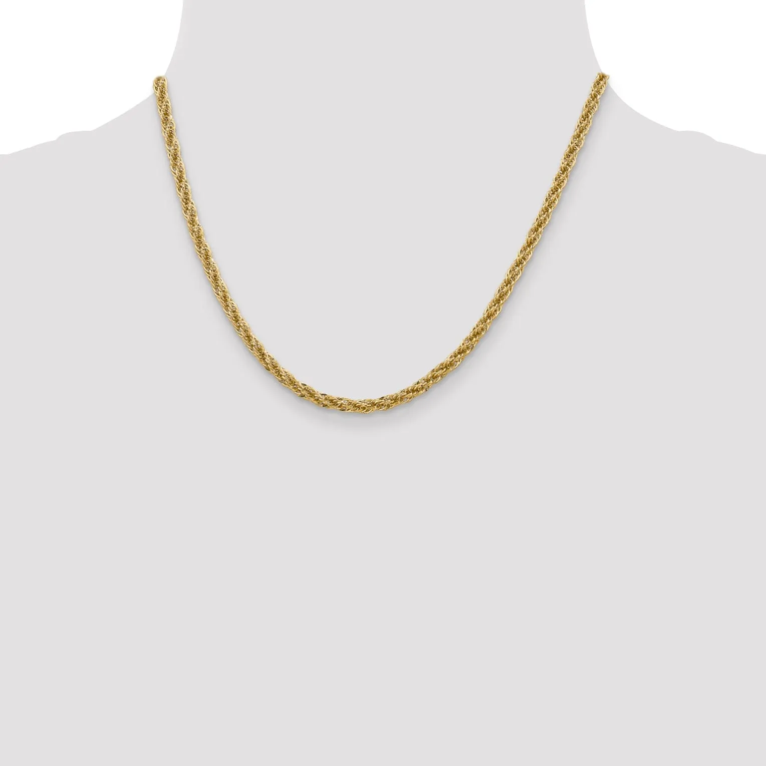 14k Yellow Gold 3.30mm D.C Semi Solid Rope Chain