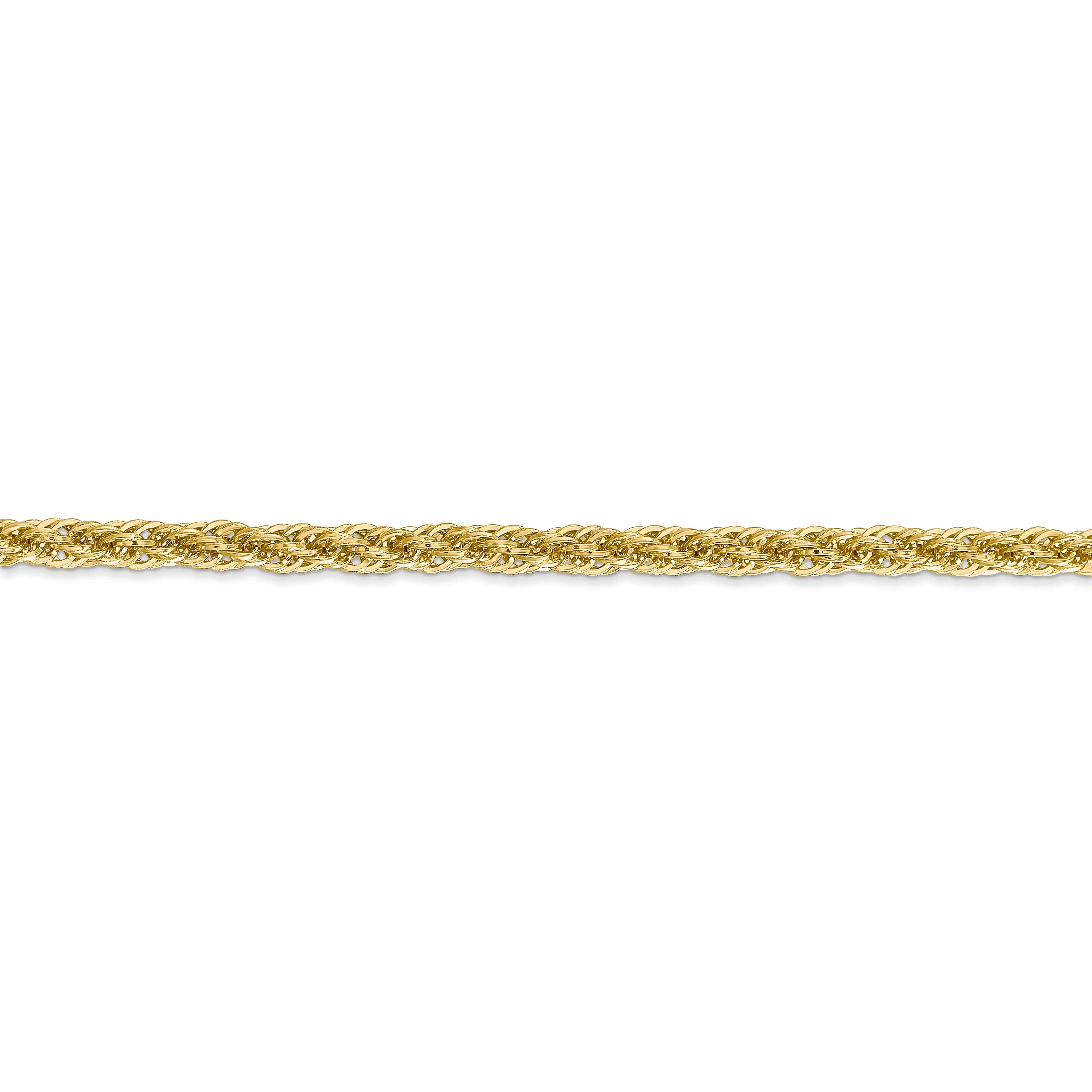 14k Yellow Gold 3.30mm D.C Semi Solid Rope Chain