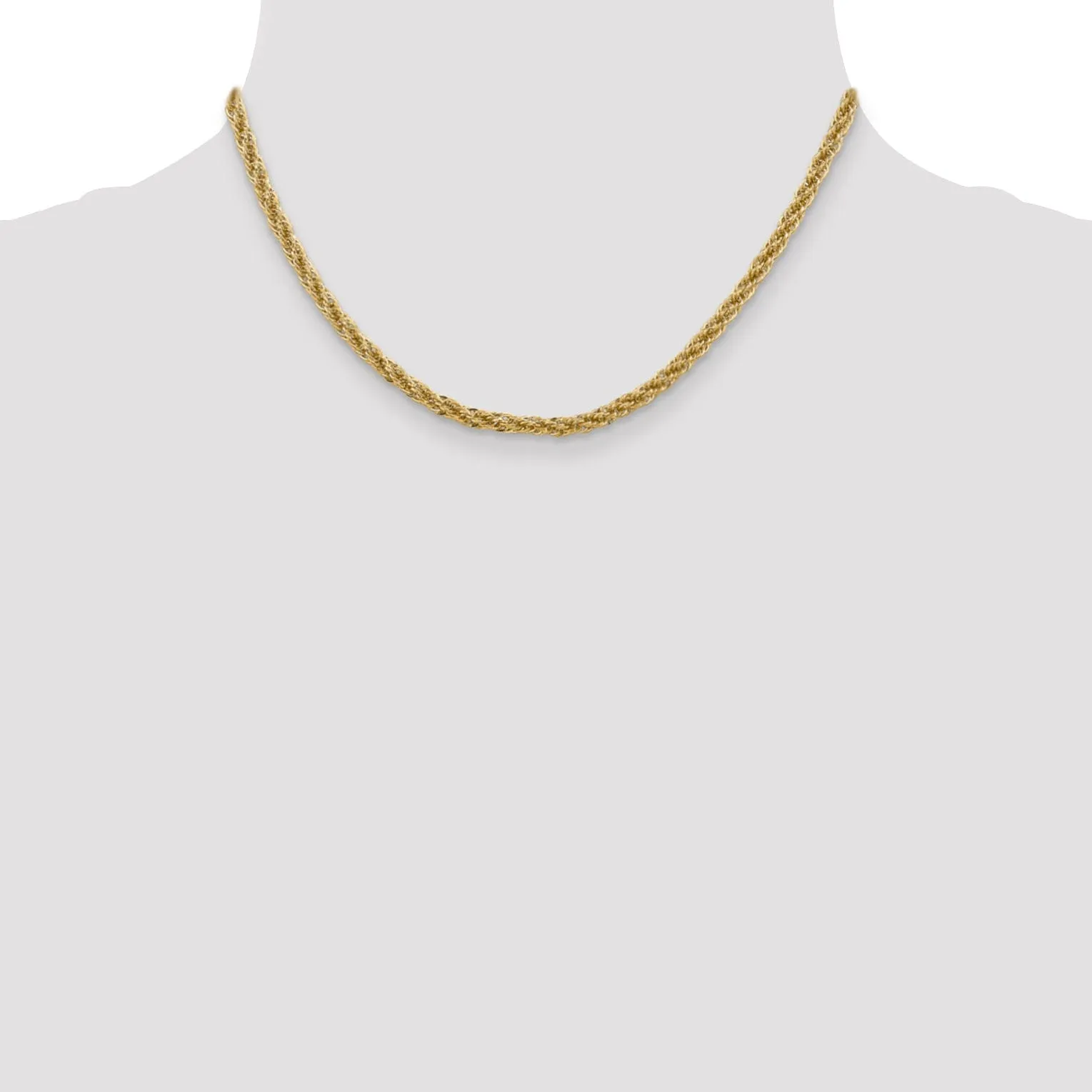 14k Yellow Gold 3.30mm D.C Semi Solid Rope Chain