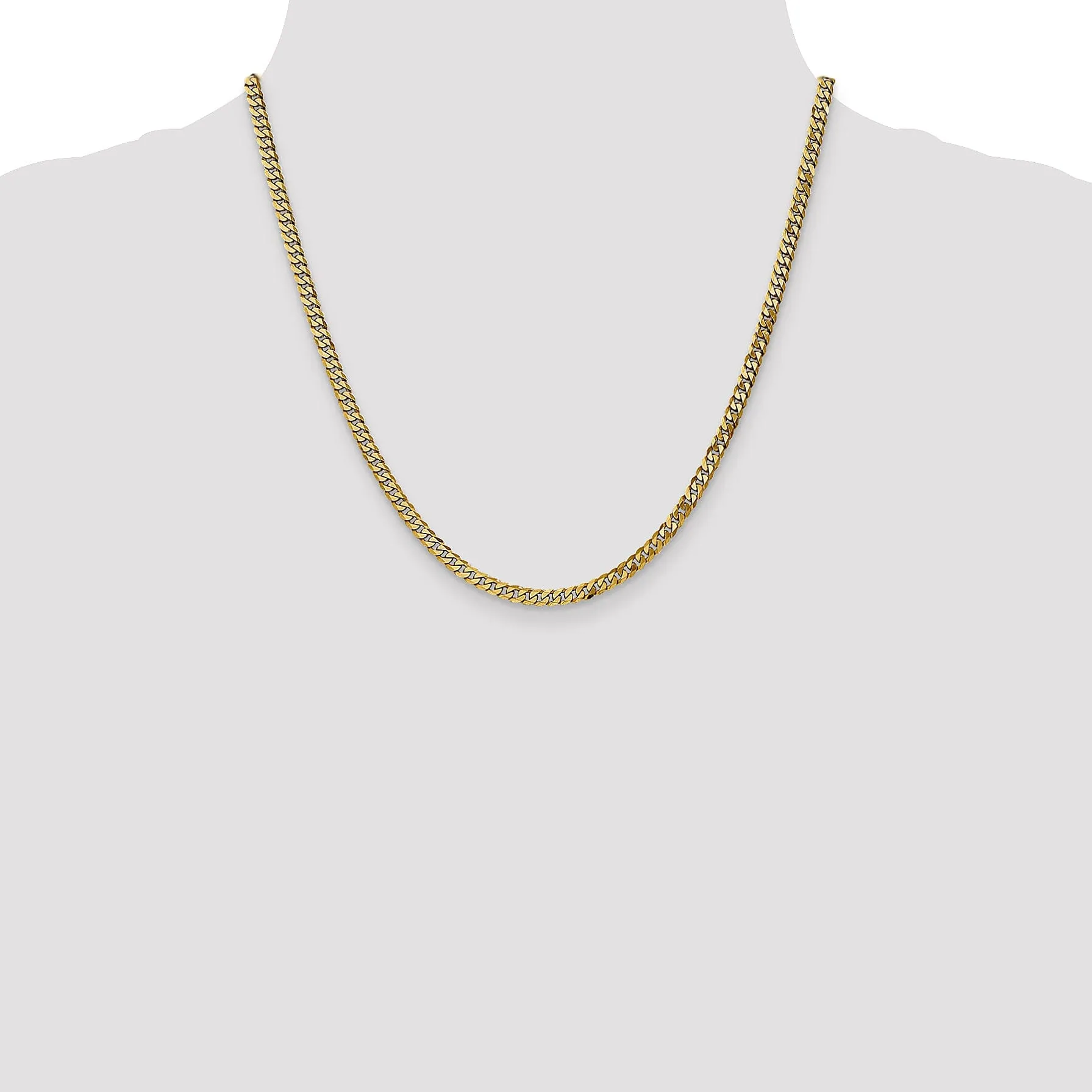 14k Yellow Gold 3.9mm Flat Beveled Curb Chain