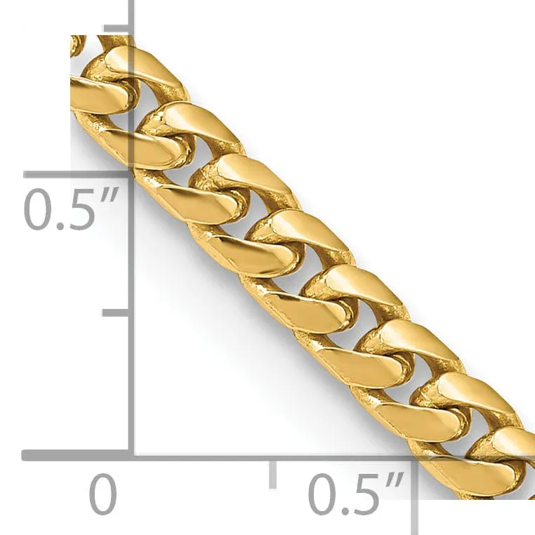 14k Yellow Gold 4.30-mm Domed Curb Link Chain