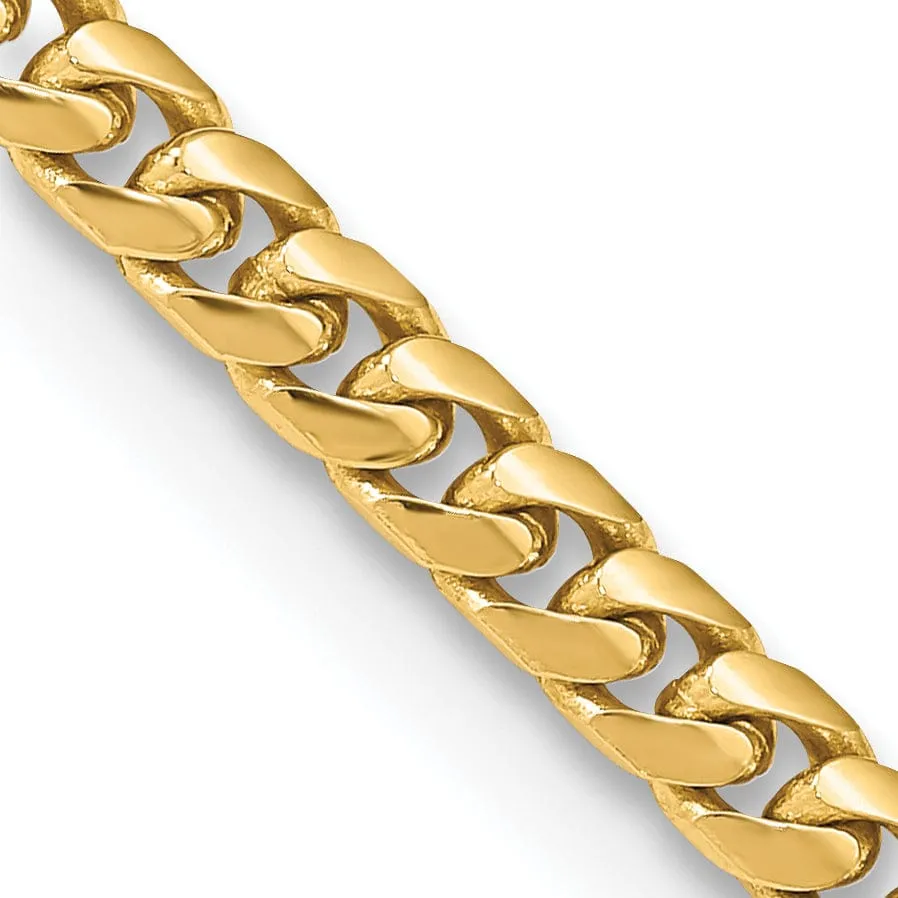 14k Yellow Gold 4.30-mm Domed Curb Link Chain