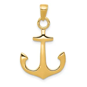 14k Yellow Gold Anchor Pendant