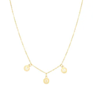 14K Yellow Gold MOM Disc Minimalist Polished Pendant Necklace
